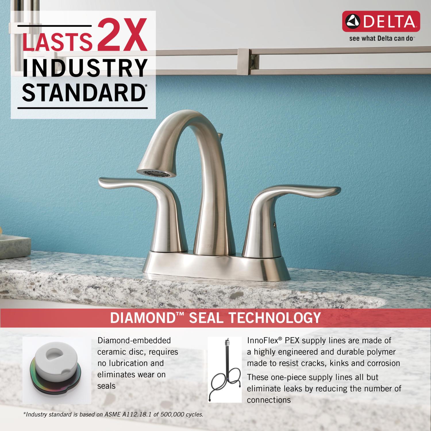 Lahara Centerset Bathroom Faucet with Drain Assembly, 2-handle Bathroom Sink Faucet