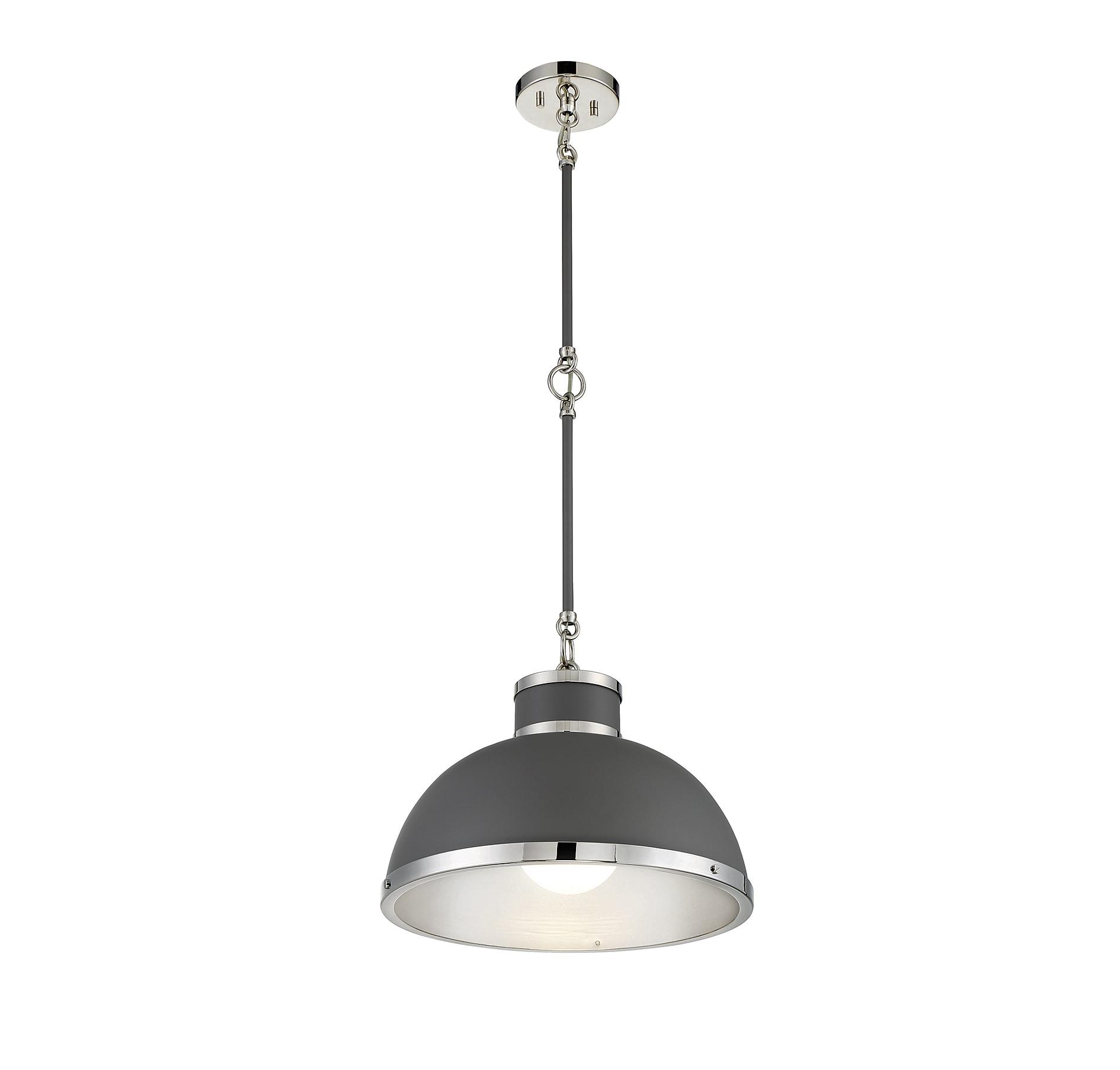 Savoy House Corning 1 - Light Pendant in  Gray/Polished Nickel