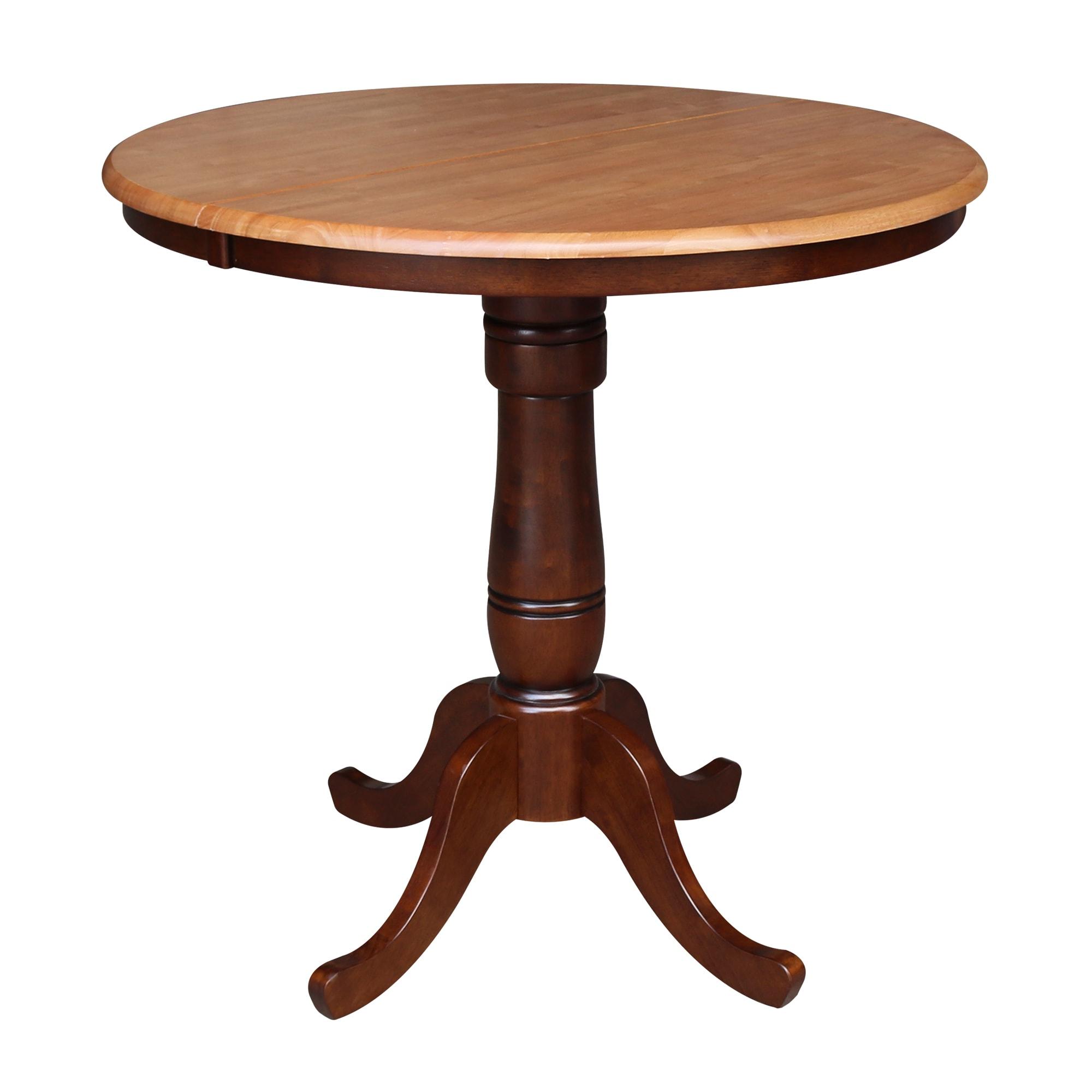 Mahogany Round Extendable Wood Counter Height Table