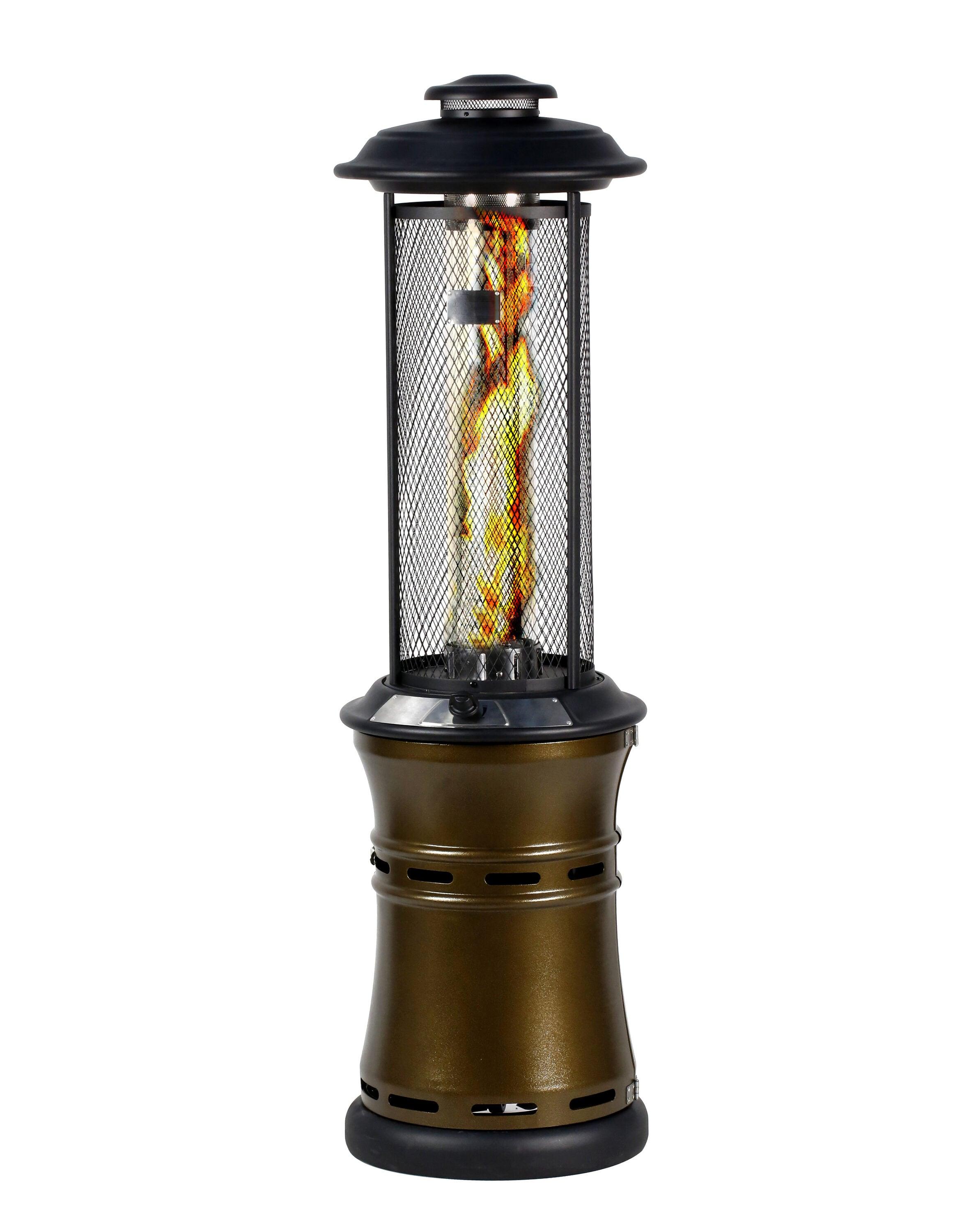 Heatmaxx 36000 BTU Gas Floor Standing Dancing Flame Outdoor Patio Portable Heater Bronze