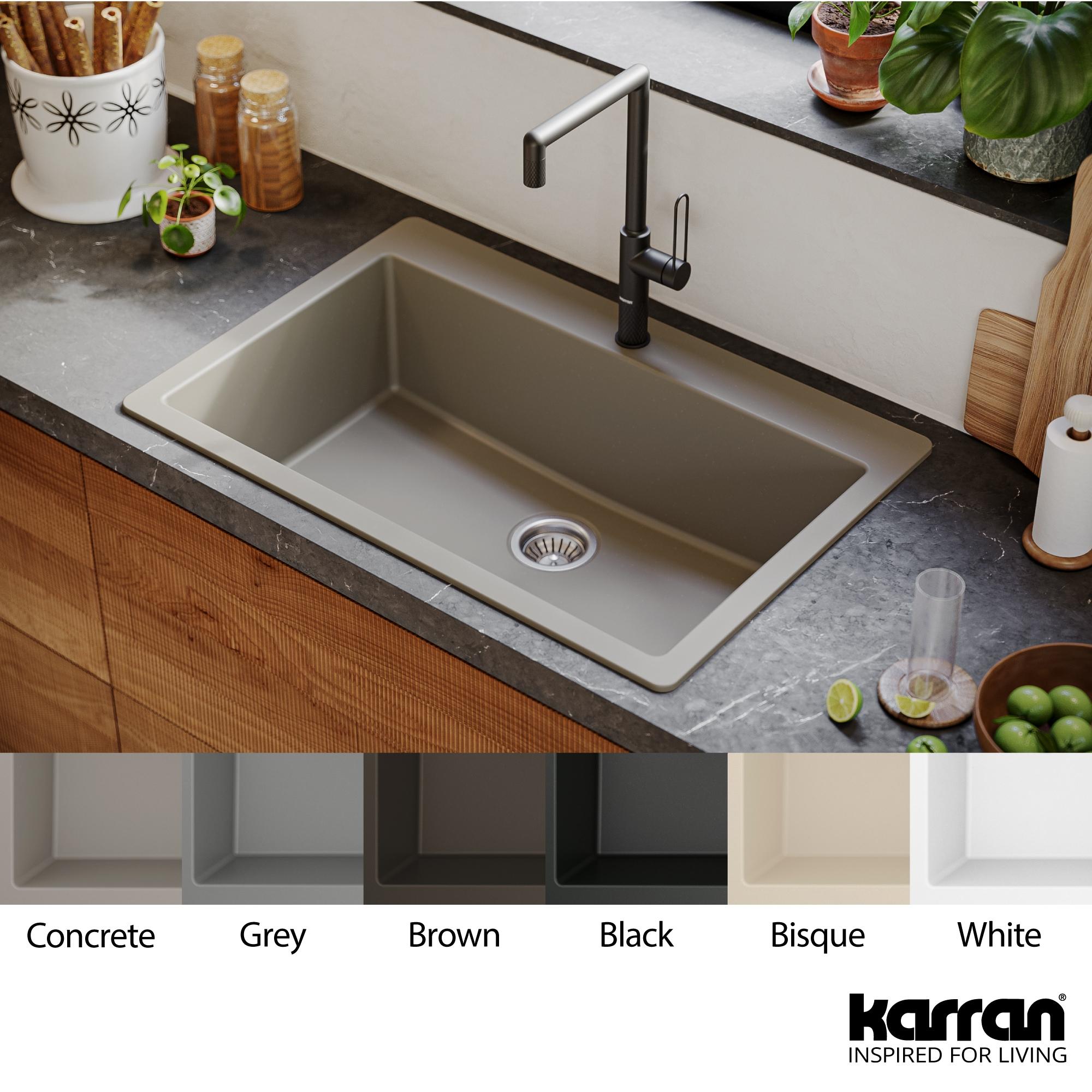 Karran Quartz 33'' X 22'' Large Single Bowl Drop-in Kitchen Sink