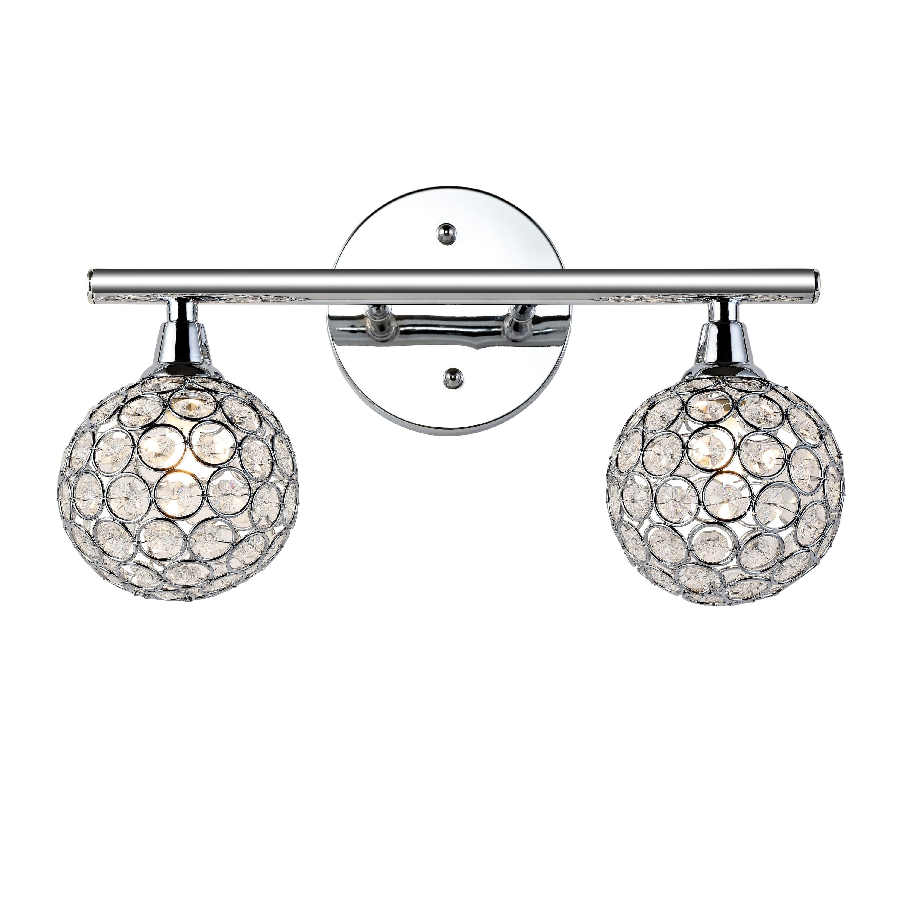 Maeve 13" 2-Light Iron/Glass Contemporary Glam LED Vanity Light, Chrome