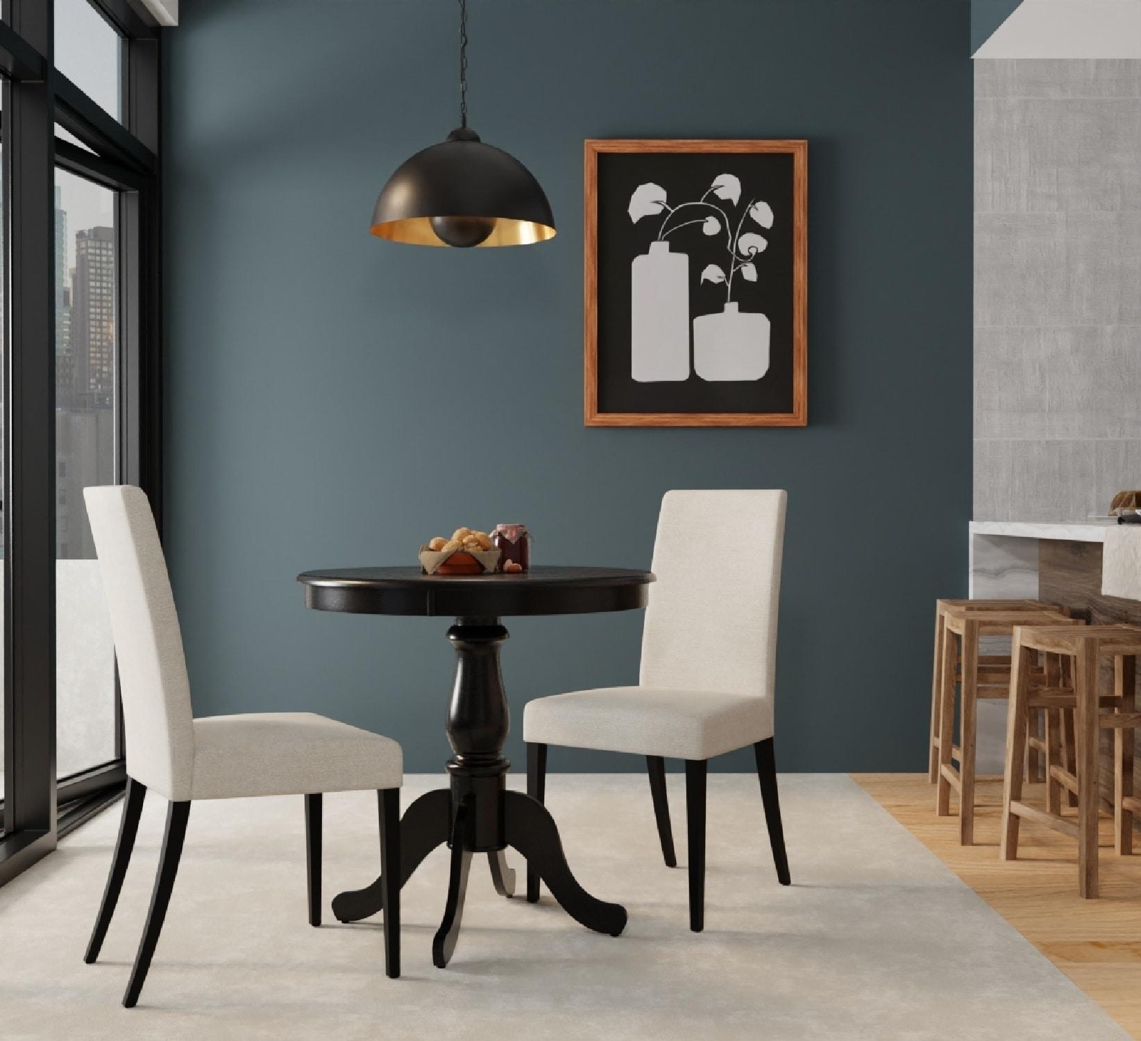 Carolina Living 30" Salem Round Pedestal Dining Table Black: Rubberwood, MDF, Non-Extension