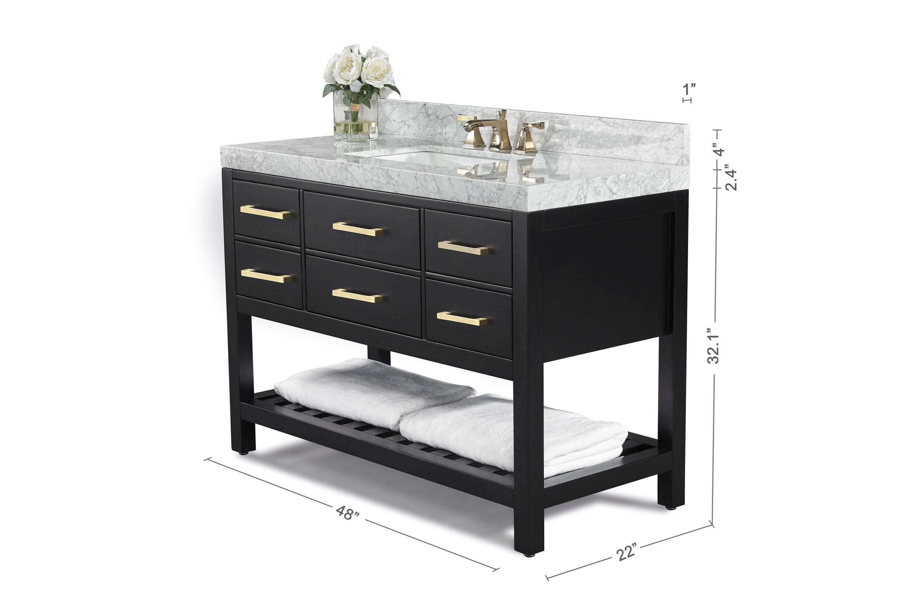 Ancerre Designs Elizabeth 48" Wood Bathroom Vanity Set in Black Onyx