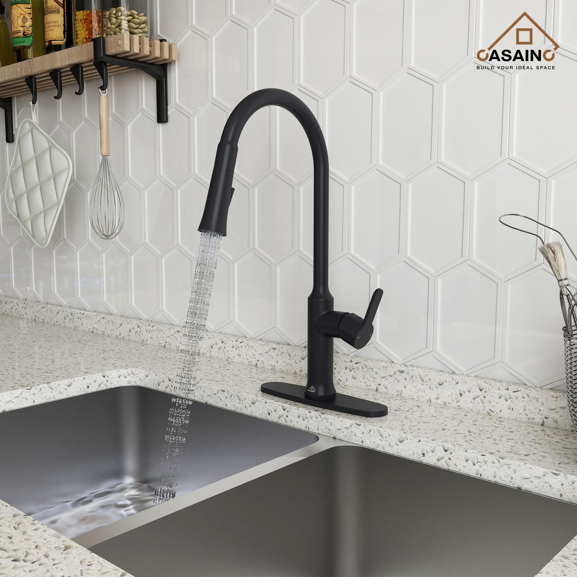 CASAINC 1.8 GPM Single-Handle Pull-Down Kitchen Faucet Single Hole Faucet