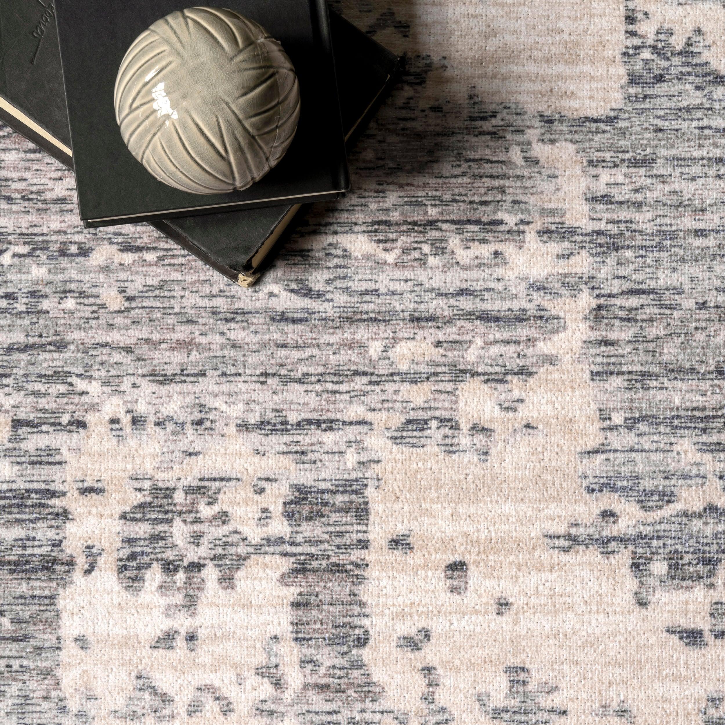 Nuloom Ariana Abstract 5x8 Machine Washable Indoor Area Rug for Living Room Bedroom Dining Room Kitchen, Grey/Beige