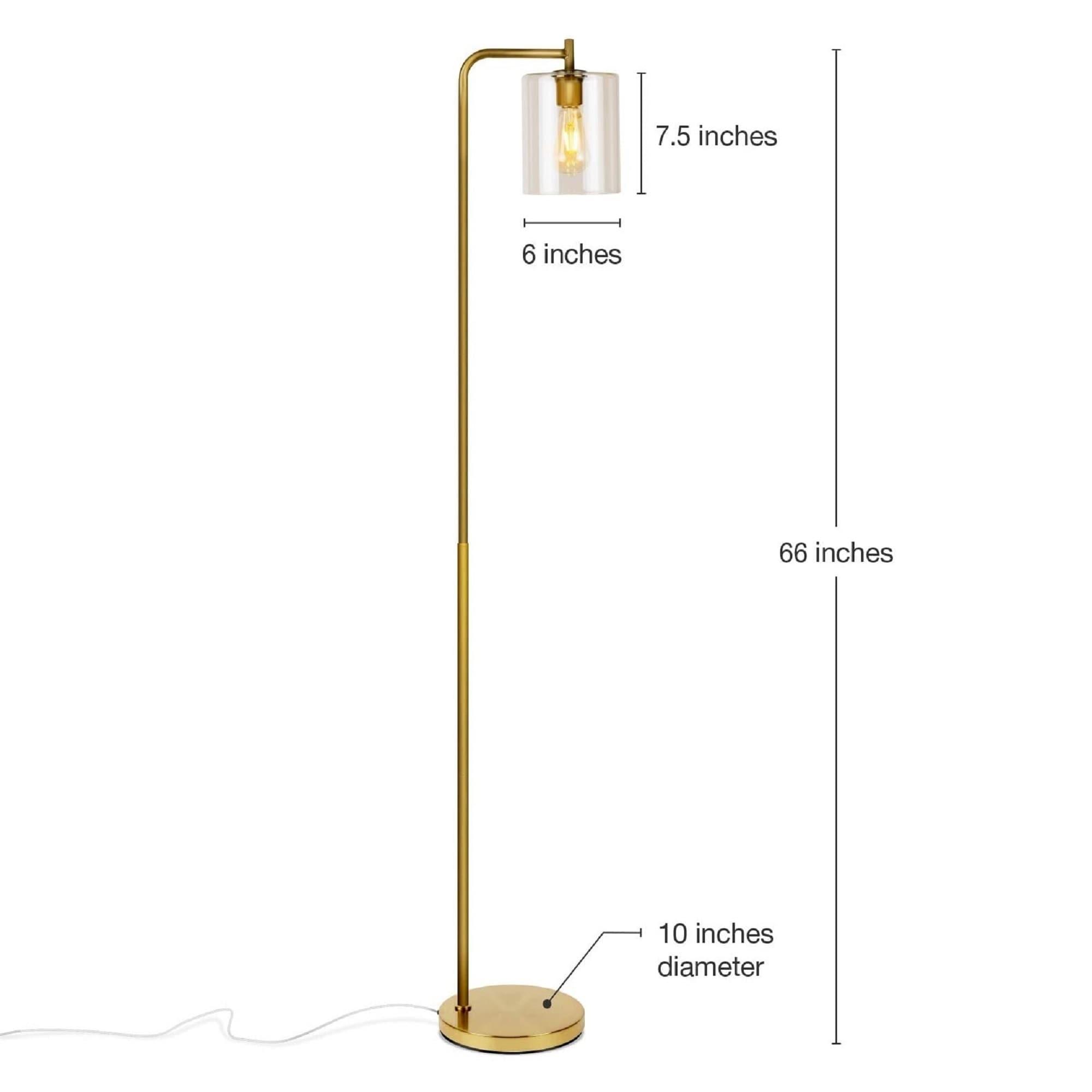 Brightech Elizabeth 66 in. Brass Industrial LED Floor Lamp with Glass Shade and Edison Bulb, Gold