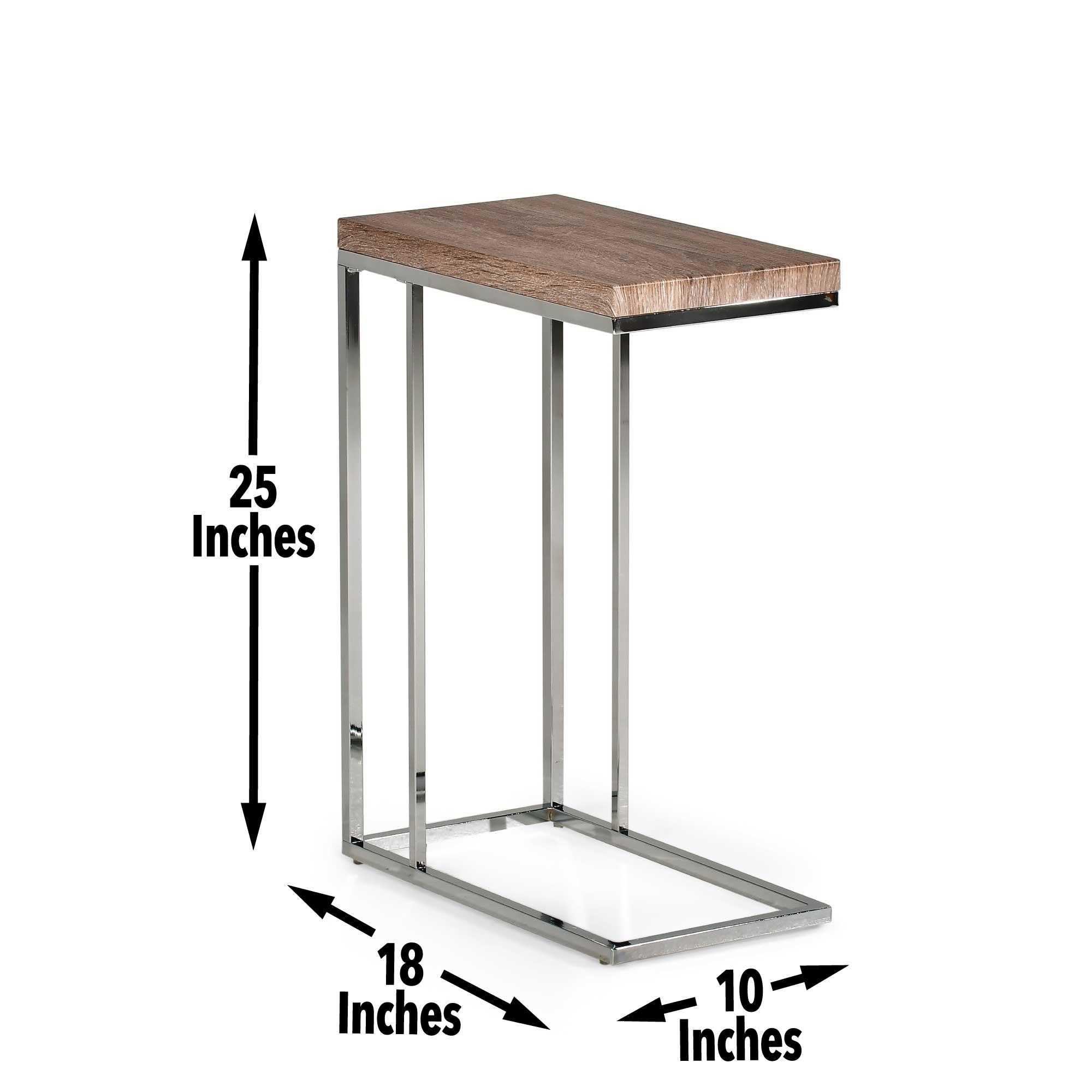 Lucia Chairside End Table Brown - Steve Silver: Chrome Frame, Wood Top, Space-Saving Design