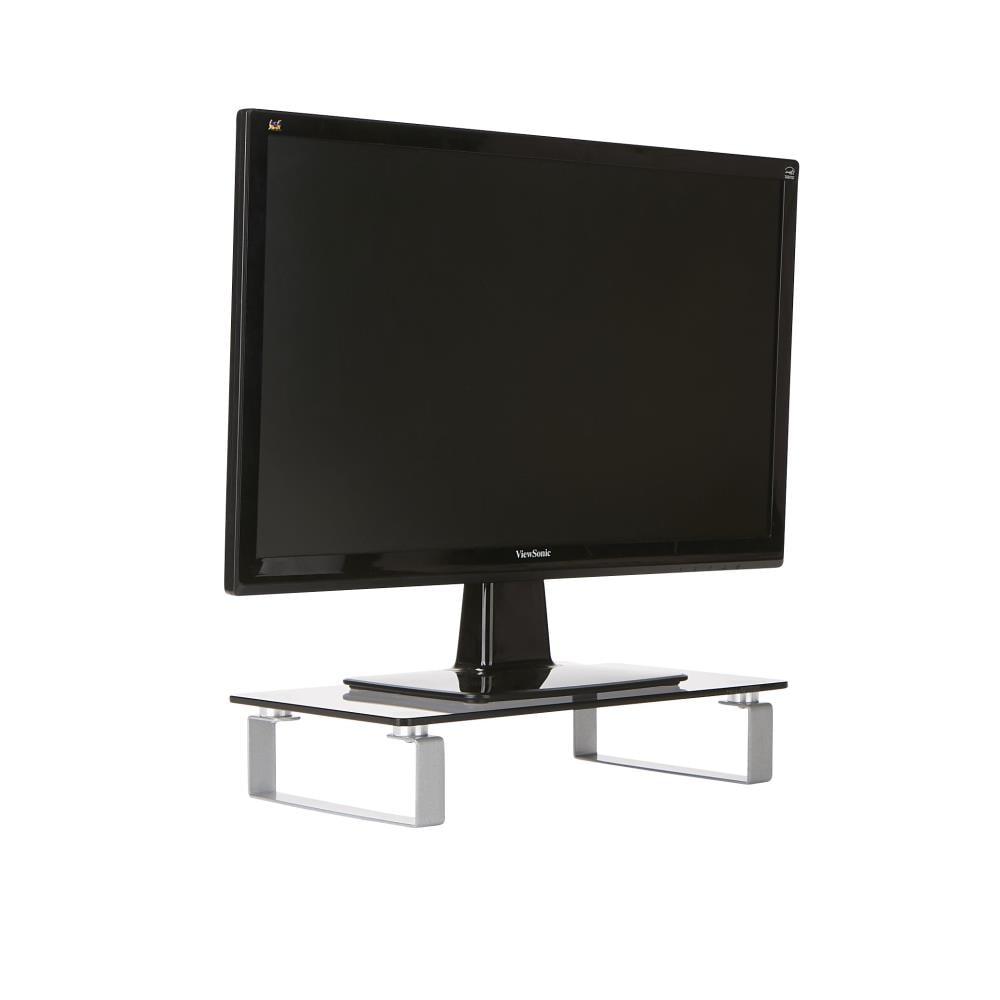 Mind Reader Mind Reader Monitor Stand, Contemporary, Desktop Organizer, Laptop Riser, Office, Glass, 22"L x 8.25"W x 3"H, Clear
