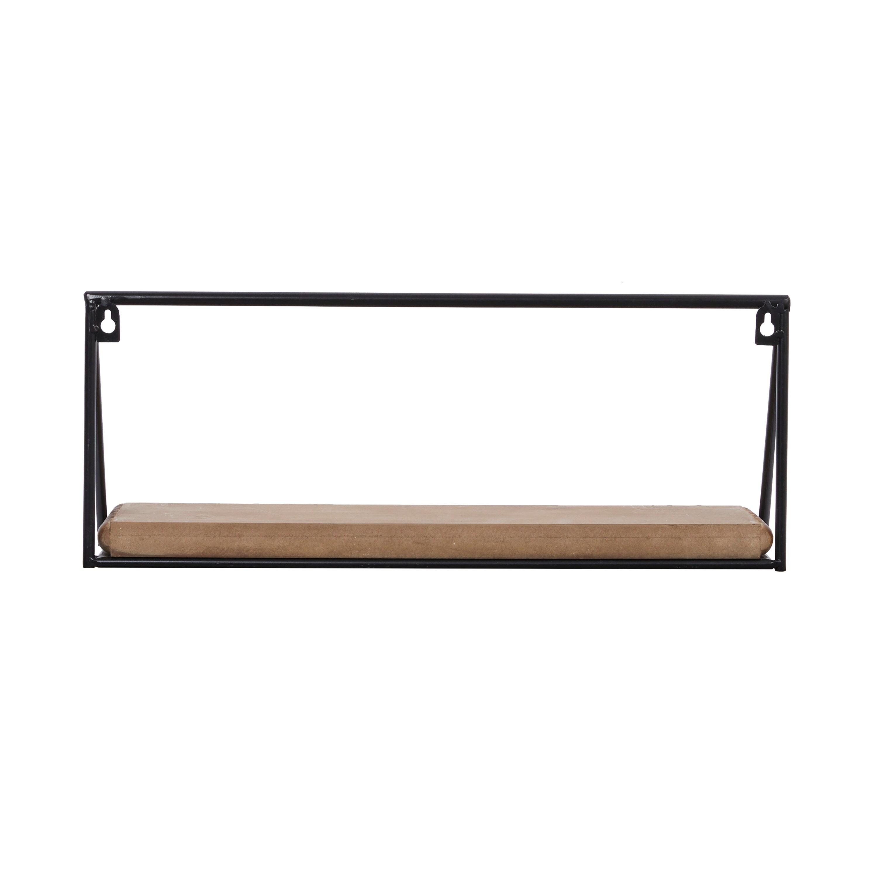 DecMode 24",19",14"L Metal Industrial Wall Shelf, Black, 3 - Pieces