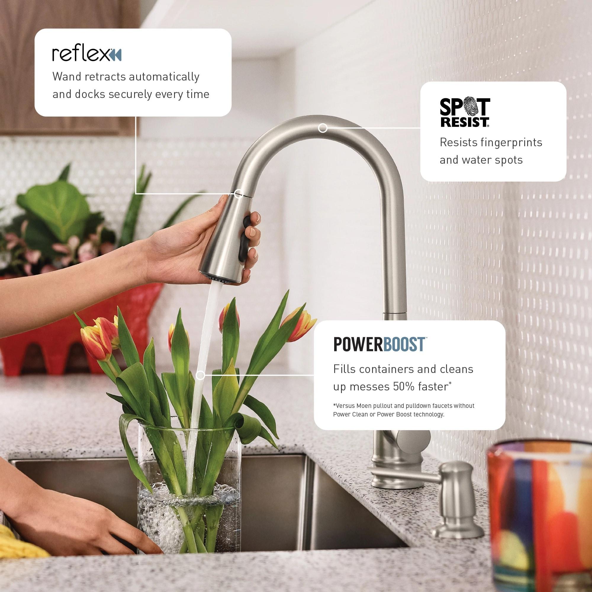 Moen Sleek Pull Down Single Handle Kitchen Faucet with Power Boost Technology and Duralock