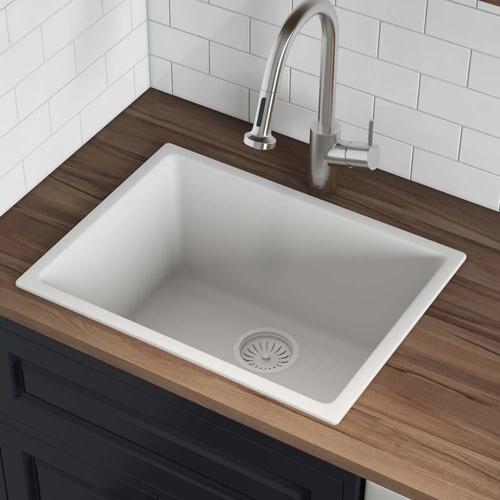 Ruvati 24-inch Fireclay Undermount / Drop-in Topmount Kitchen Sink Single Bowl - White