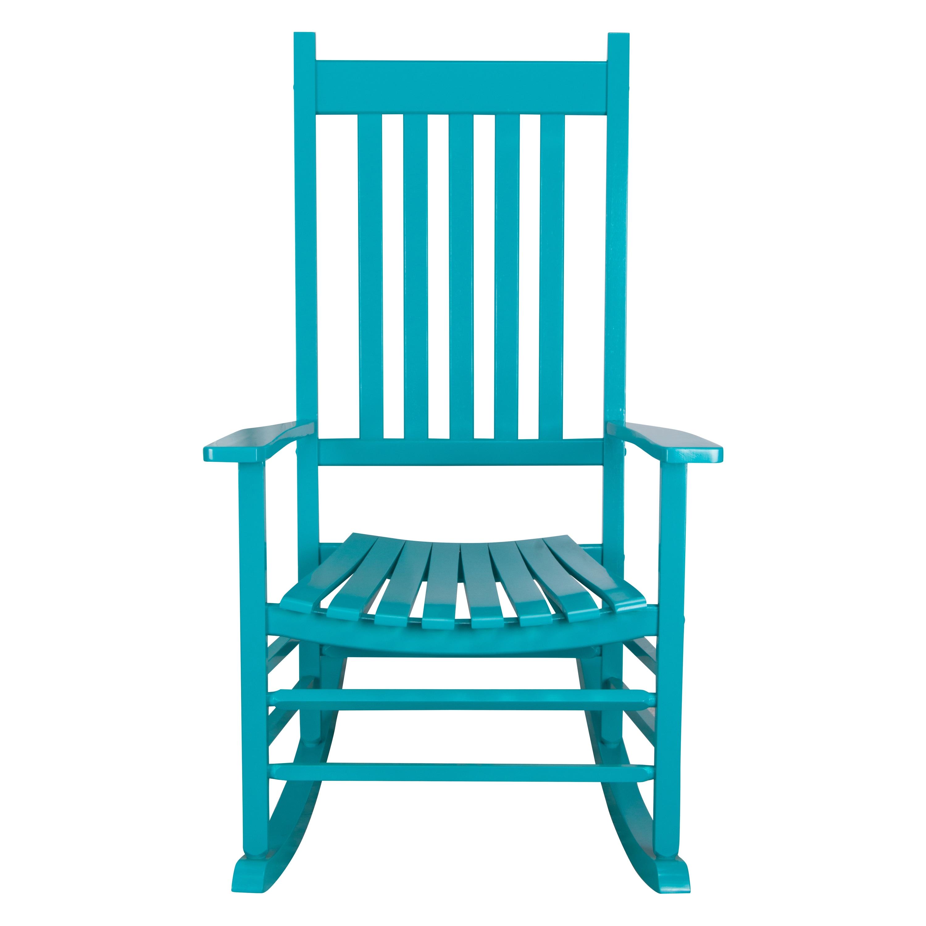 Shine Company Traditional Hardwood Indoor/Outdoor Patio Porch Rocker in Blue