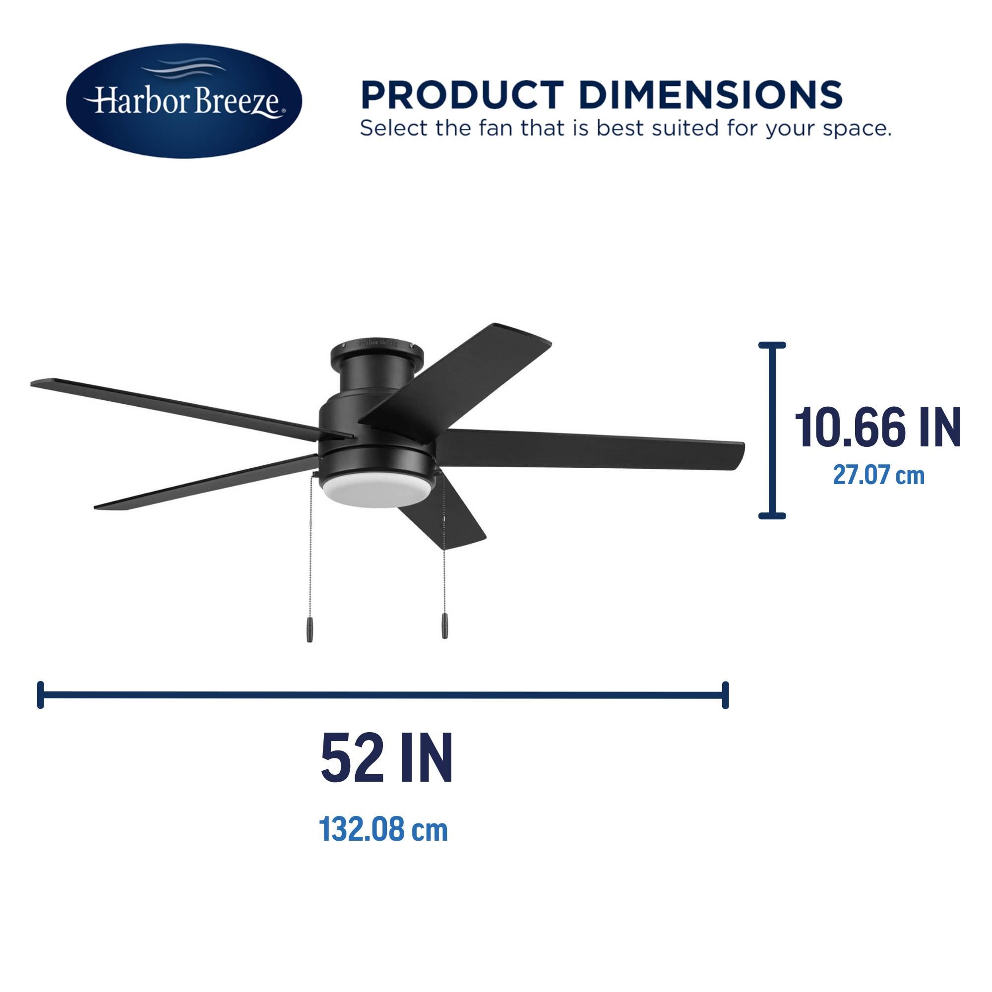 Harbor Breeze Fairbanks 52-Inches Matte Black with Black/Sable Blades Color-Changing Indoor/Outdoor Flush mount Standard Ceiling Fan With Light ( 5 -Blade)