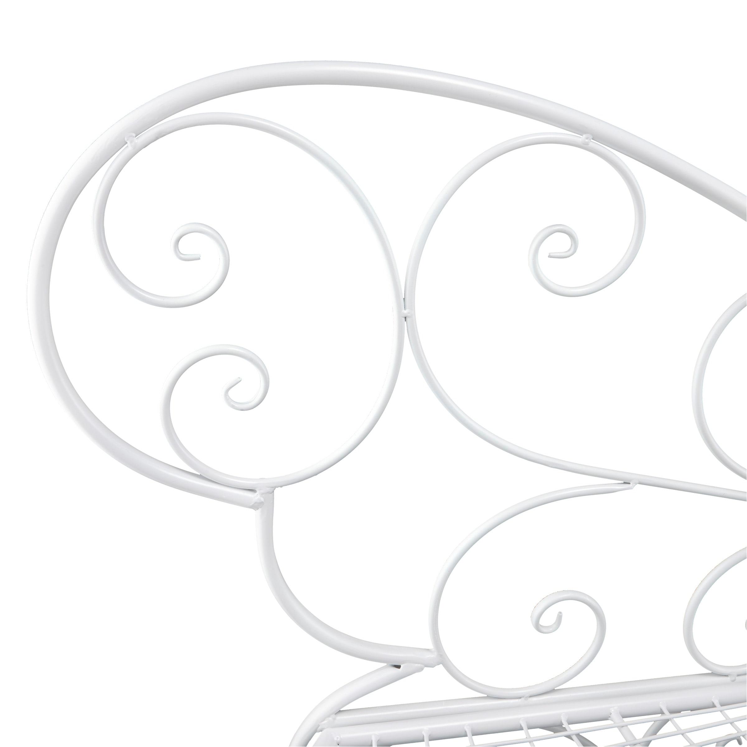 38" x 62" Metal Butterfly Outdoor Bench White - Alpine Corporation: Weather-Resistant, Garden Seating
