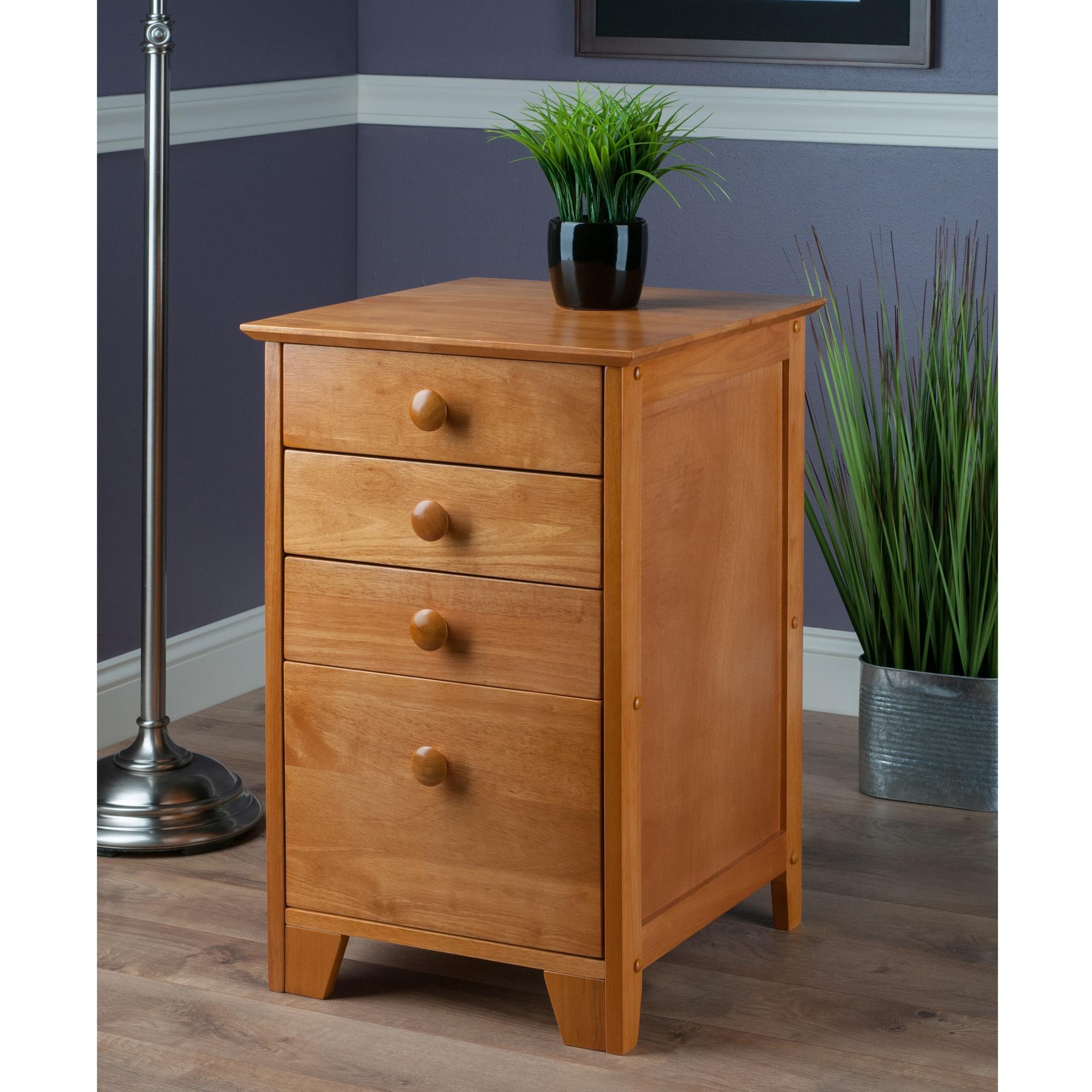 4 Drawers Studio File Cabinet Honey Brown - Winsome: Vertical Storage, Home Office, L-Shaped Desk Compatible