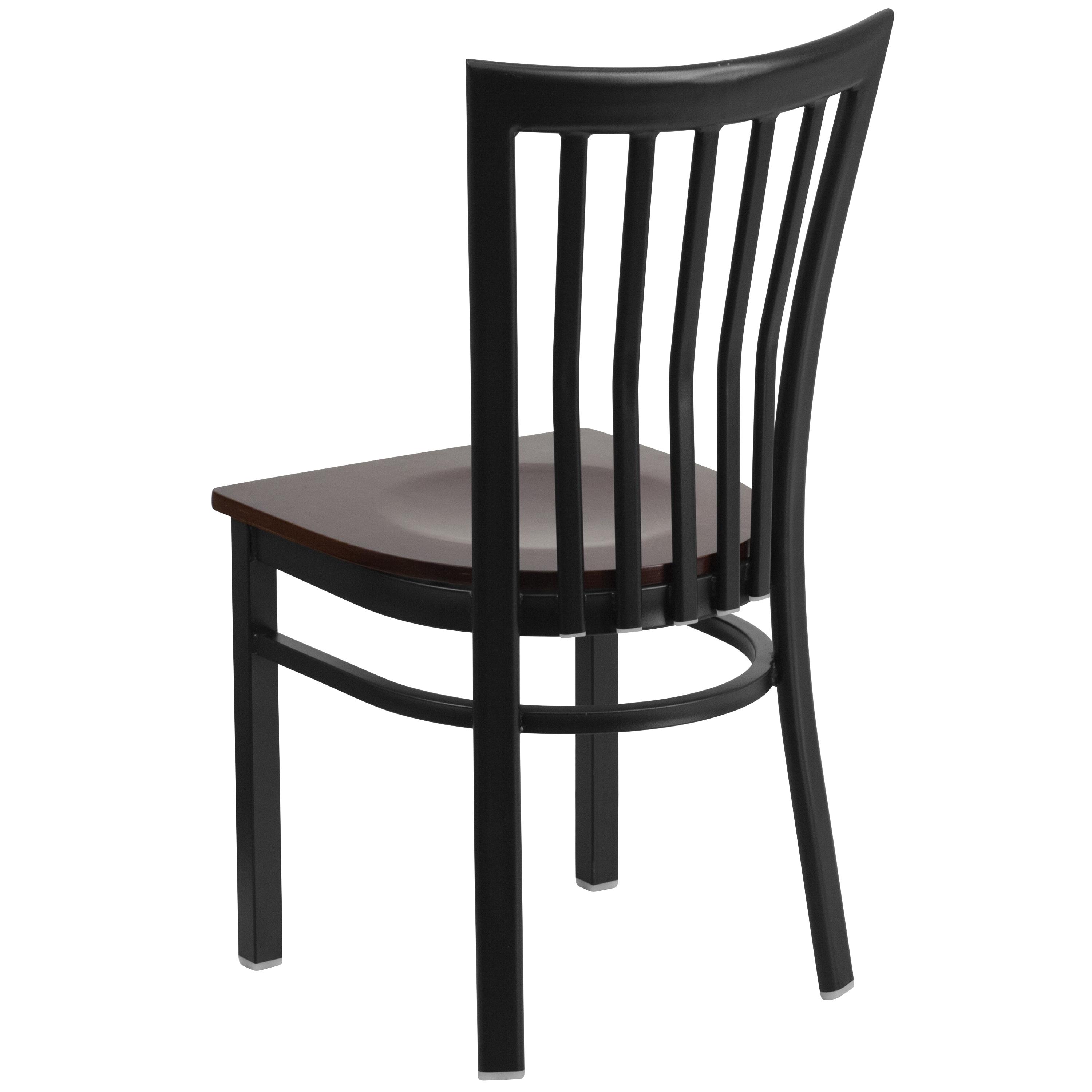 Flash Furniture HERCULES Series Black School House Back Metal Restaurant Chair - Walnut Wood Seat