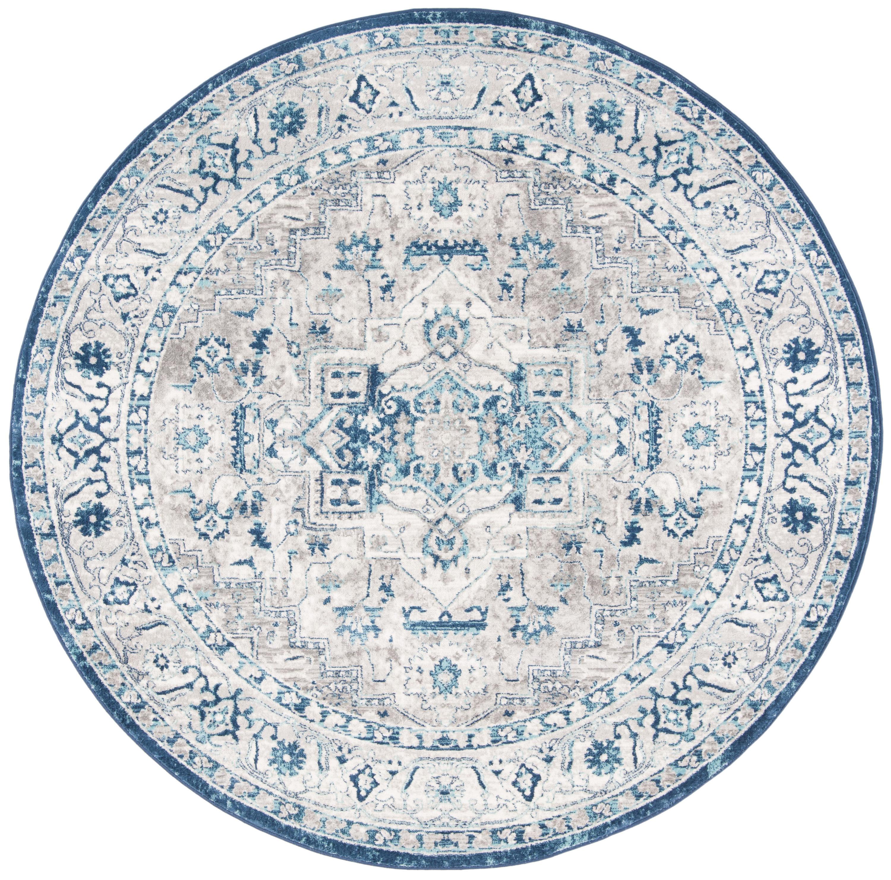 Brentwood BNT851 Power Loomed Indoor Area Rug - Light Grey/Blue - 6'7" Round - Safavieh