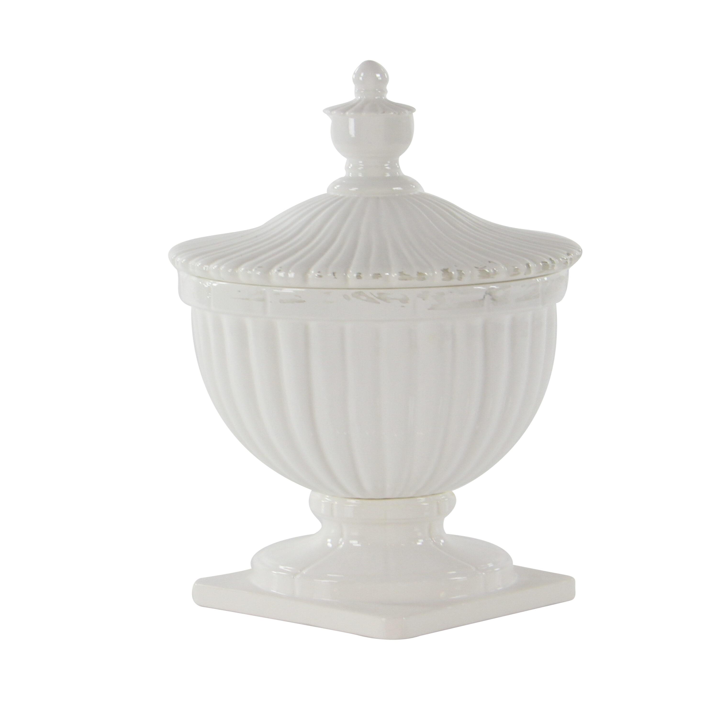 26" Modern Ceramic Urn Vase White - Olivia & May: Large Tabletop Decor, Novelty Design