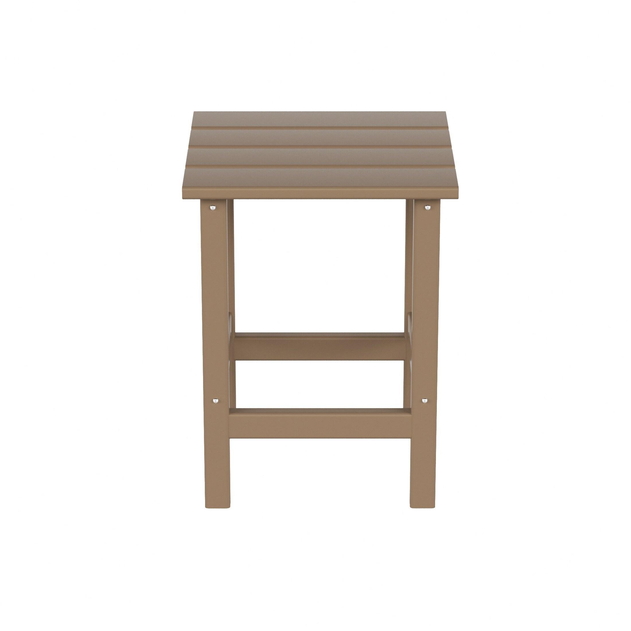 Polytrends  Laguna Hdpe All Weather Outdoor Patio Square Side Table Weathered Wood