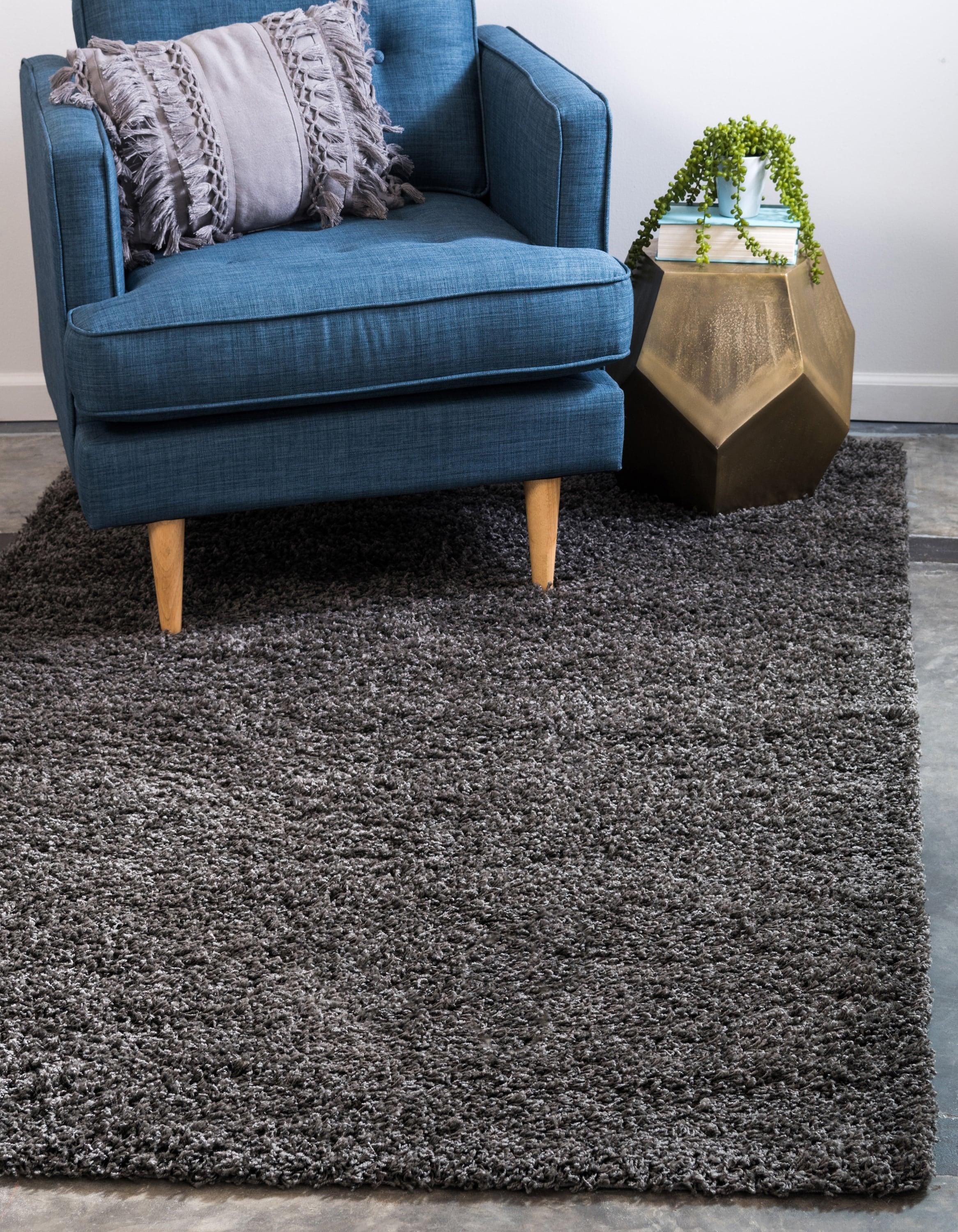 Unique Loom 4' 1 x 6' 1 Solid Shag Graphite Gray Area Rug