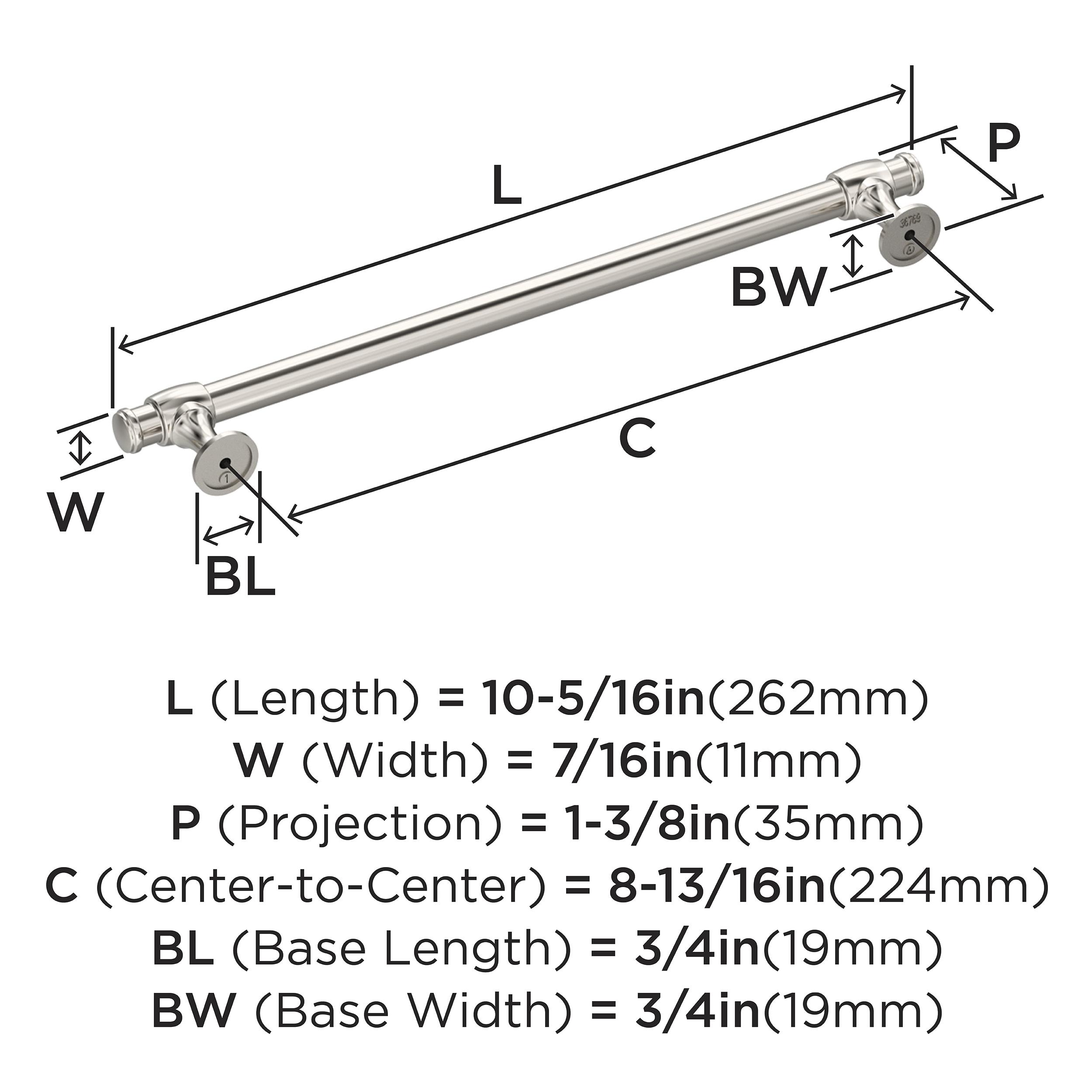 Amerock Winsome 8-13/16 inch (224mm) Center-to-Center Polished Nickel Cabinet Pull