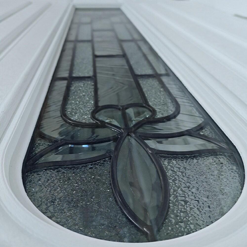 Calhome Modern Exterior Fiberglass Front Entry Door Slab with Designer Decorative Glass Door Slab Only