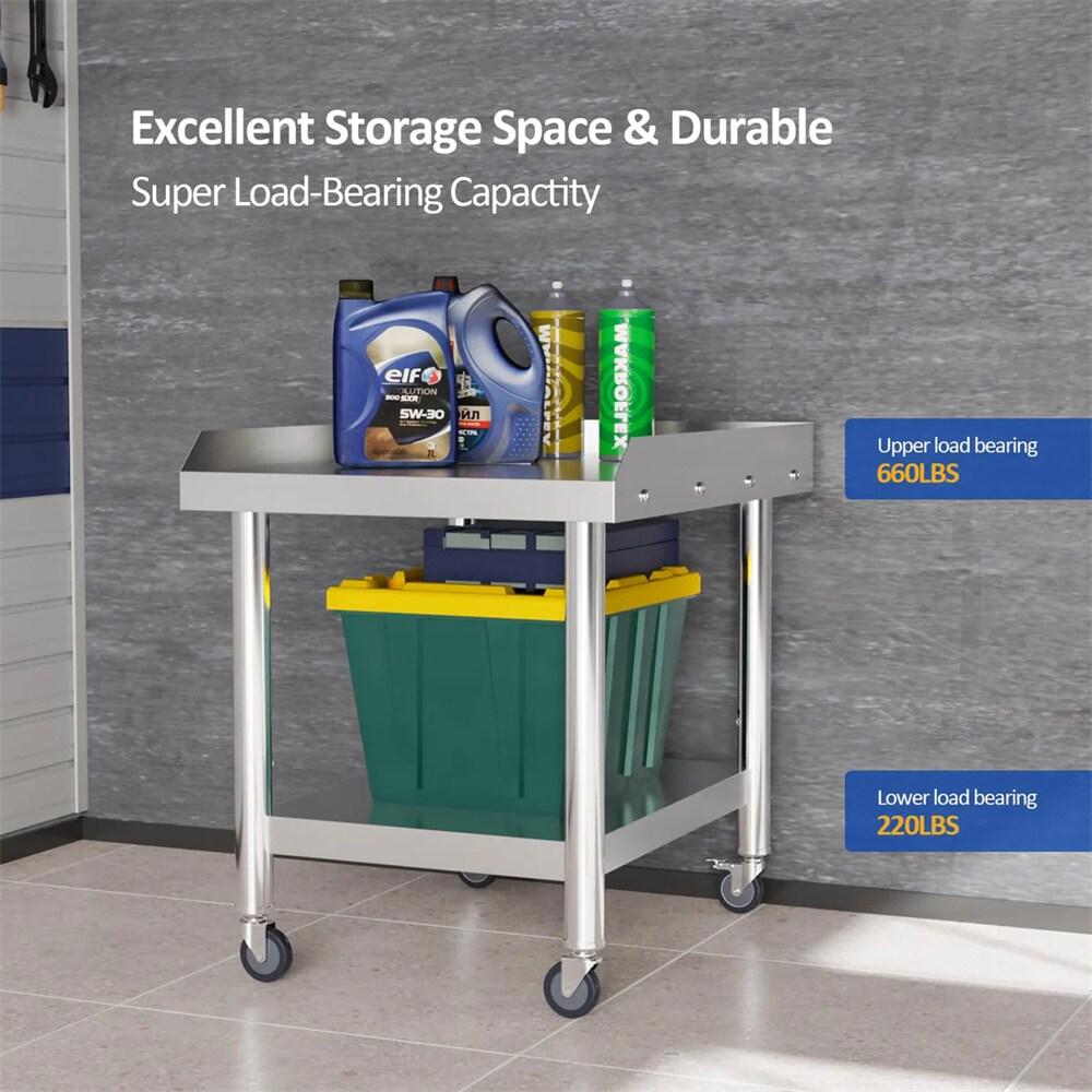 VEVOR VEVOR Stainless Steel 28'' L x 24'' W x 30'' H Adjustable Portable Work Table