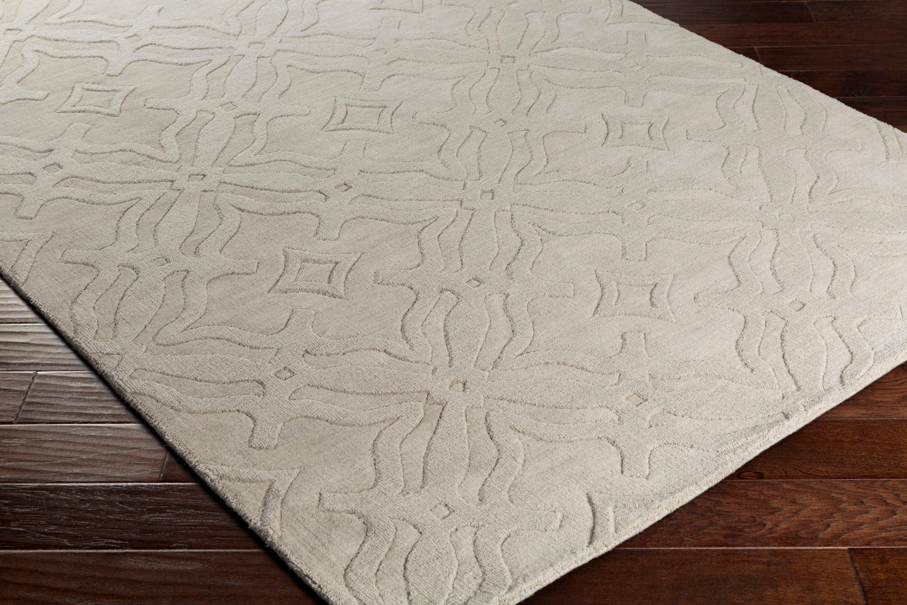 Ivory Tufted Handmade Wool Rectangular Rug 2' x 3'