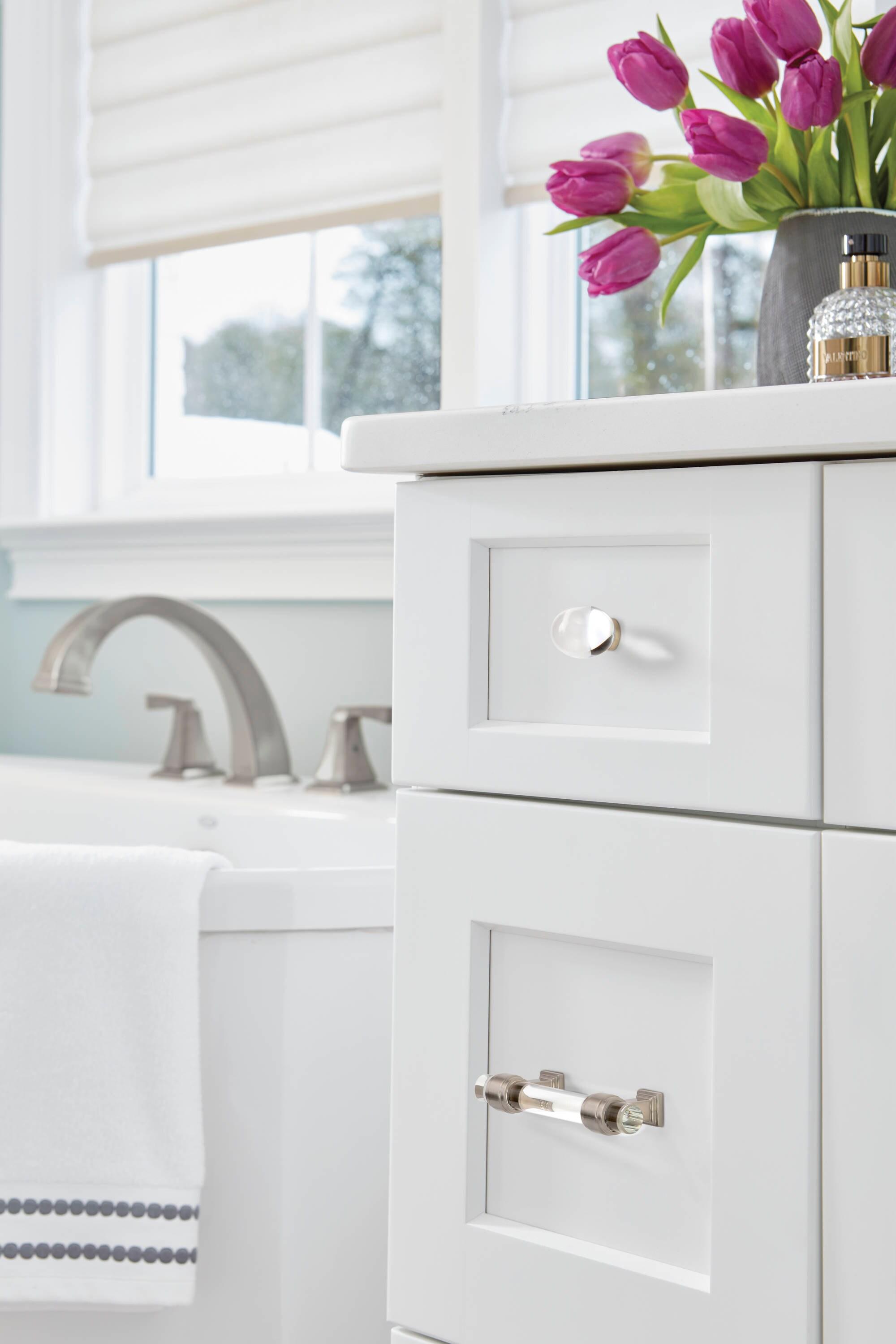 Amerock Glacio 3 inch (76mm) Center-to-Center Clear/Satin Nickel Cabinet Pull