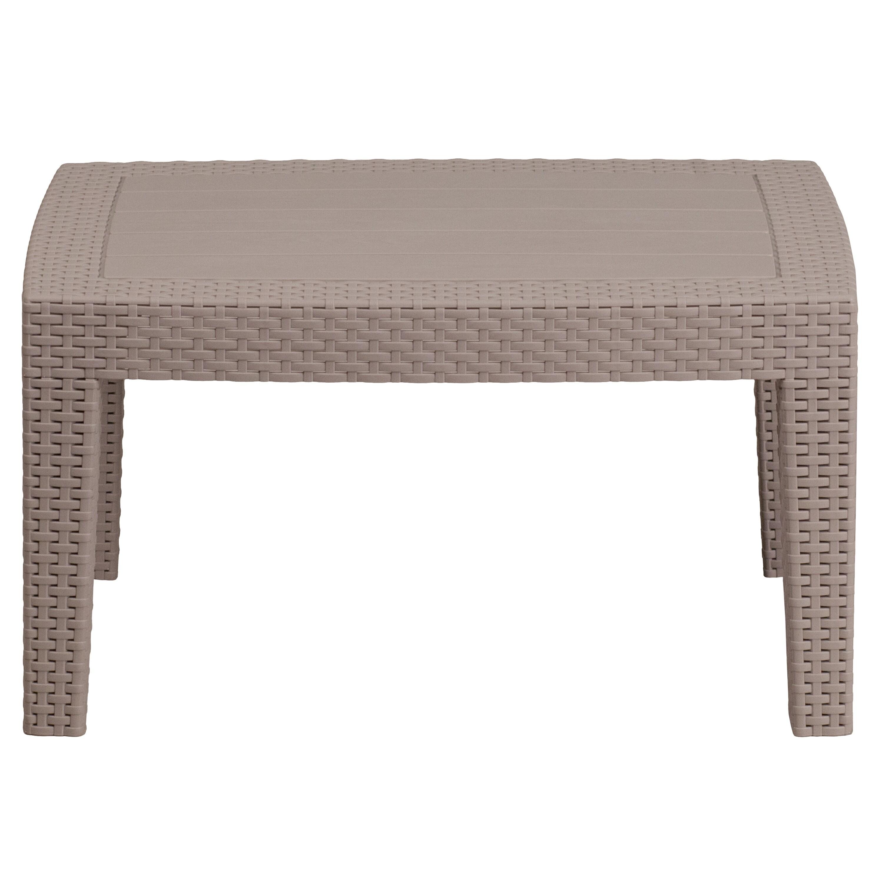 Flash Furniture Light Gray Faux Rattan Coffee Table