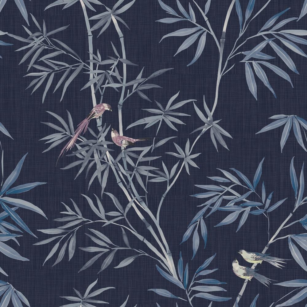 Tempaper & Co. Bamboo Chinoiserie Removable Peel and Stick Wallpaper, Nightfall, 28 sq ft: Vinyl, Self-Adhesive, Botanical Leaf Pattern