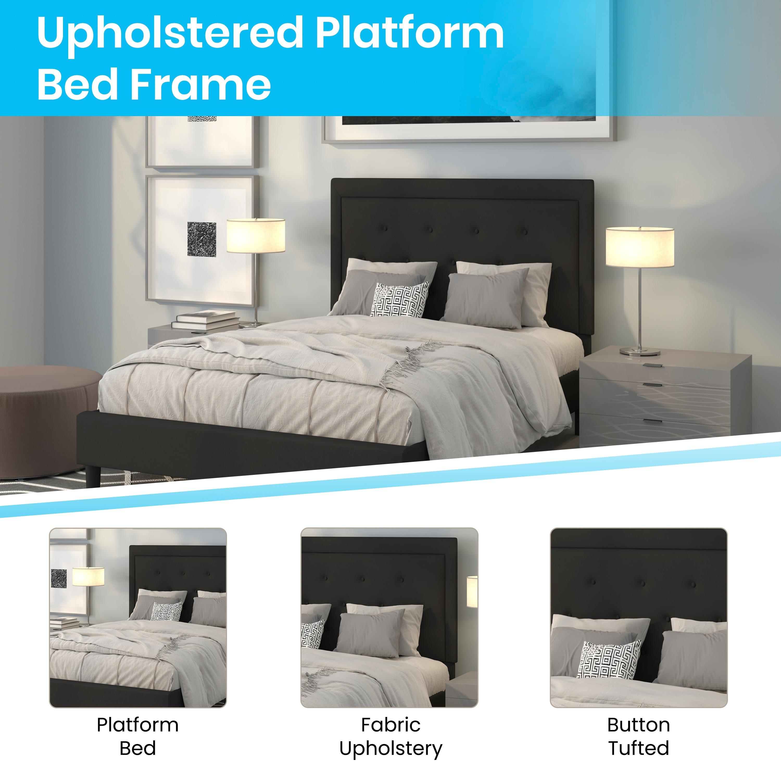 Flash Furniture Roxbury Full Size Tufted Upholstered Platform Bed in Black Fabric