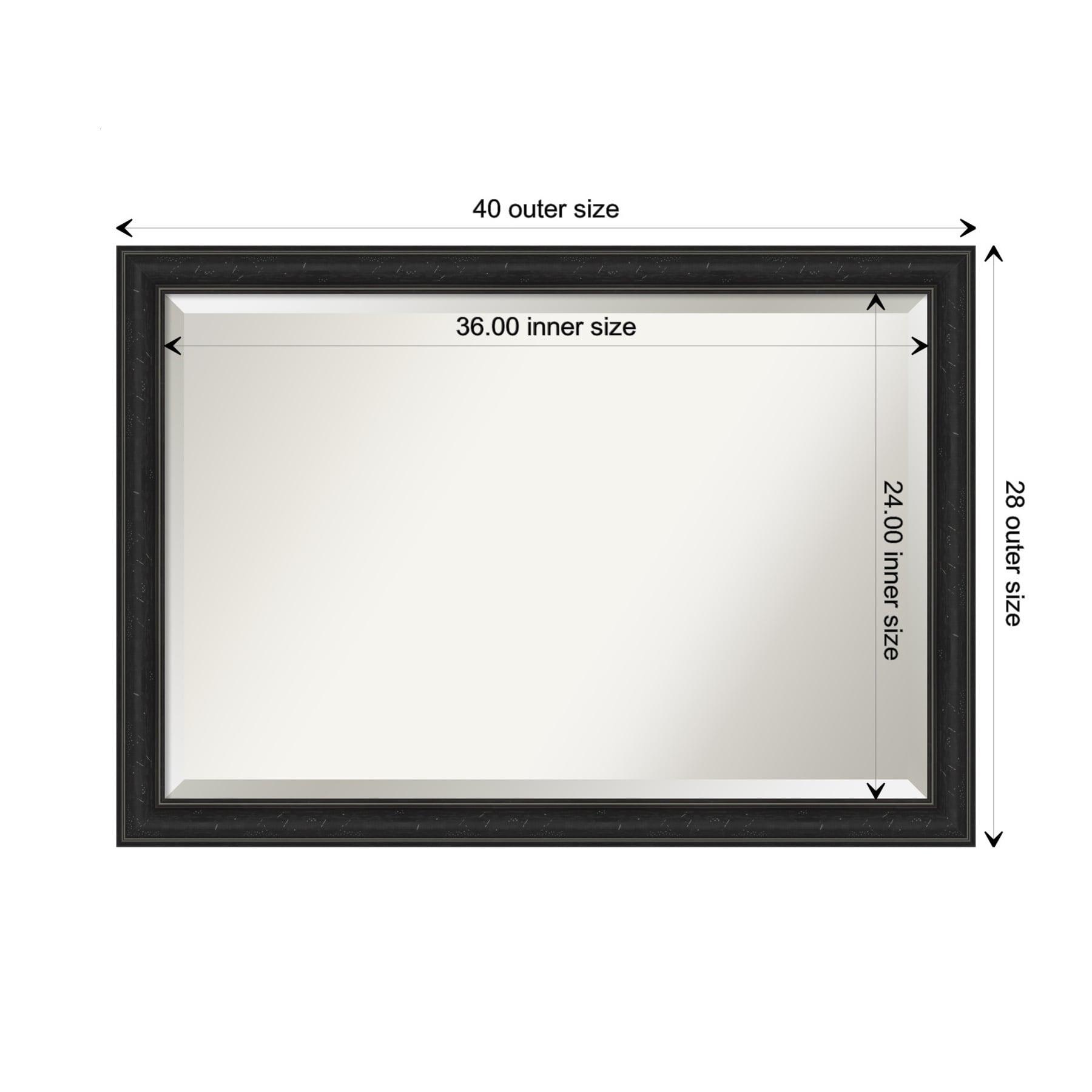 Amanti Art Beveled Bathroom Wall Mirror - Shipwreck Black Narrow Frame Outer Size: 40 x 28 in