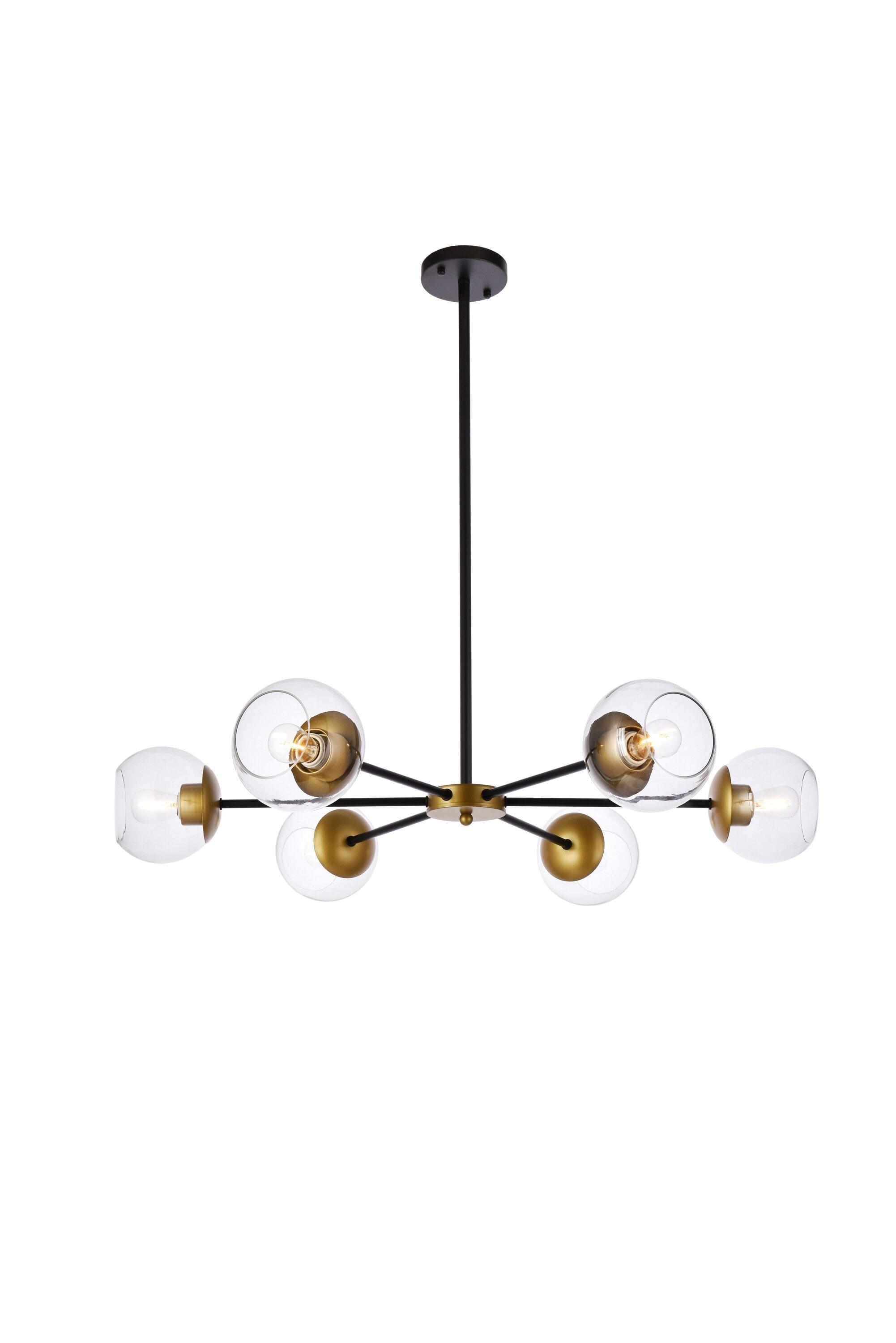 Elegant Lighting Briggs 36 inch pendant in black and brass with clear shade