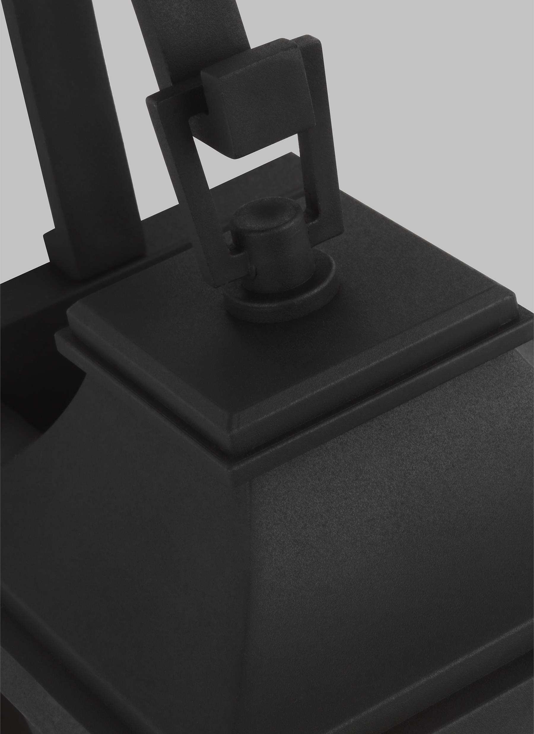 Warren Textured Black Dimmable Lantern Sconce with Clear Panels