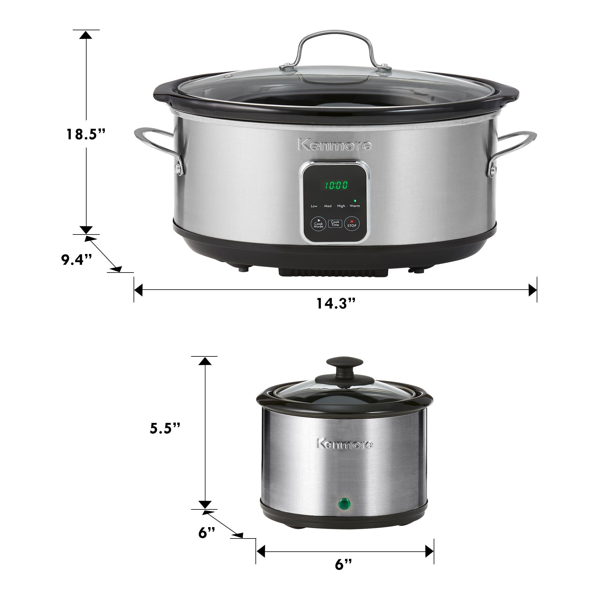 Kenmore Programmable 7 qt (6.6L) Slow Cooker and Dipper, Black Silver