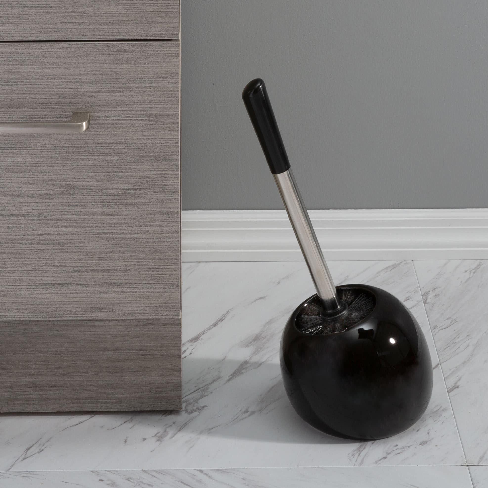 Ceramic Dome Toilet Brush and Holder Black - Bath Bliss