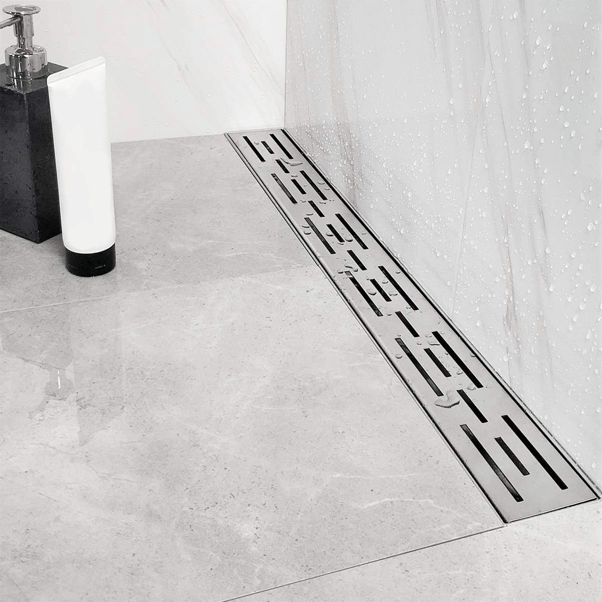 36 In. Stainless Steel Linear Shower Drain With Stripe Pattern Surface