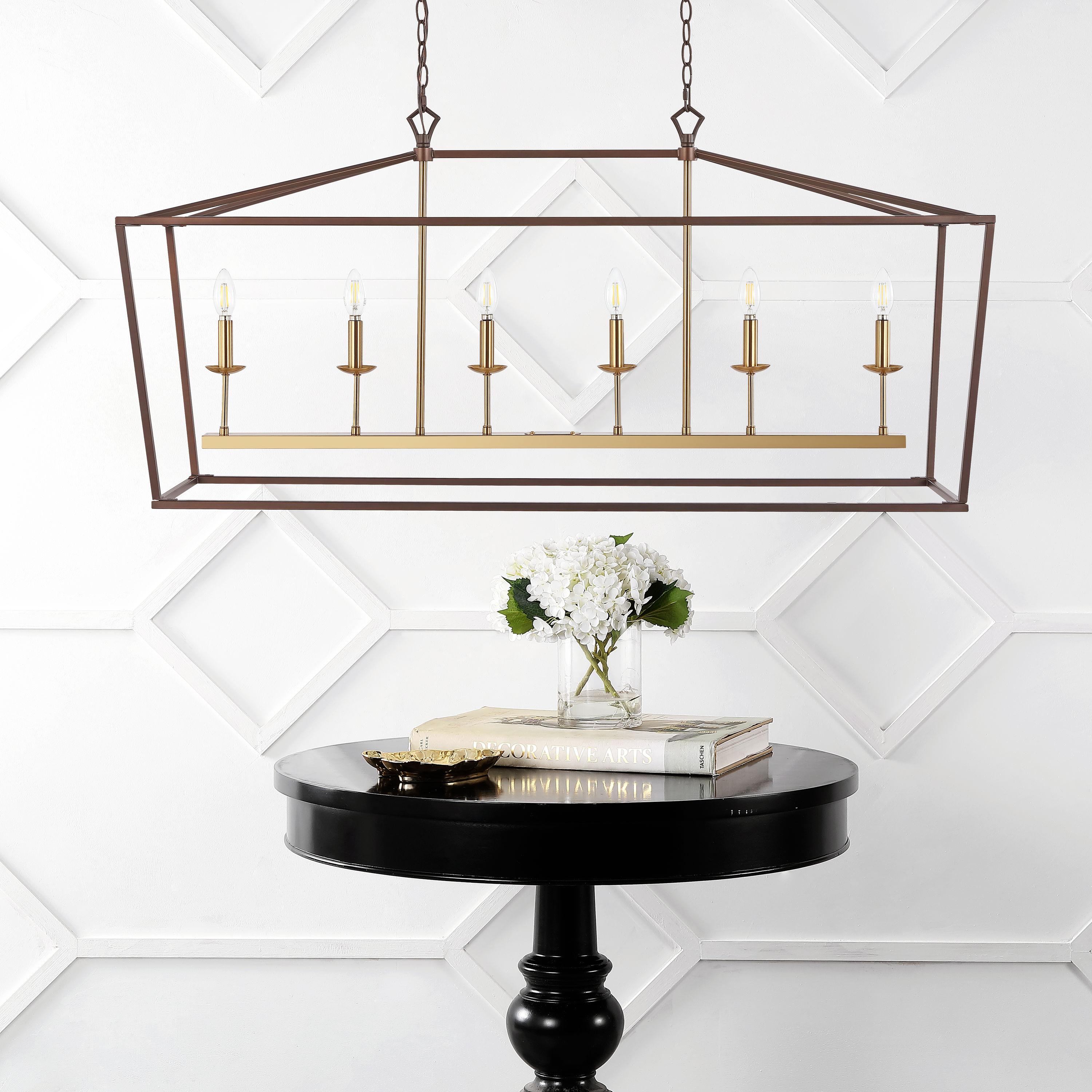 Pagoda 49" Linear 6-Bulb Classic Traditional Metal LED Pendant, Oil Rubbed Bronze