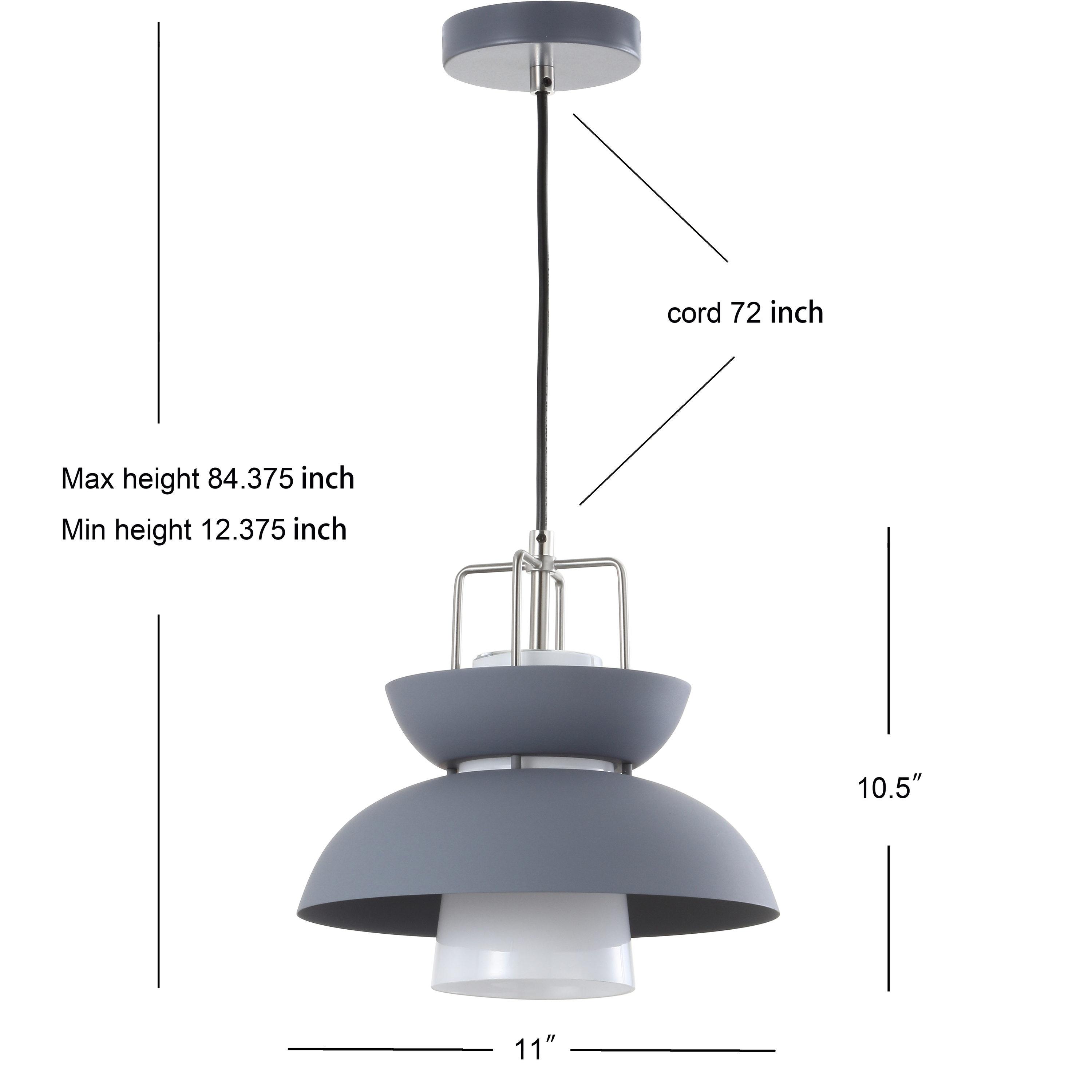 Paul 11" Farmhouse Metal LED Pendant, Gray