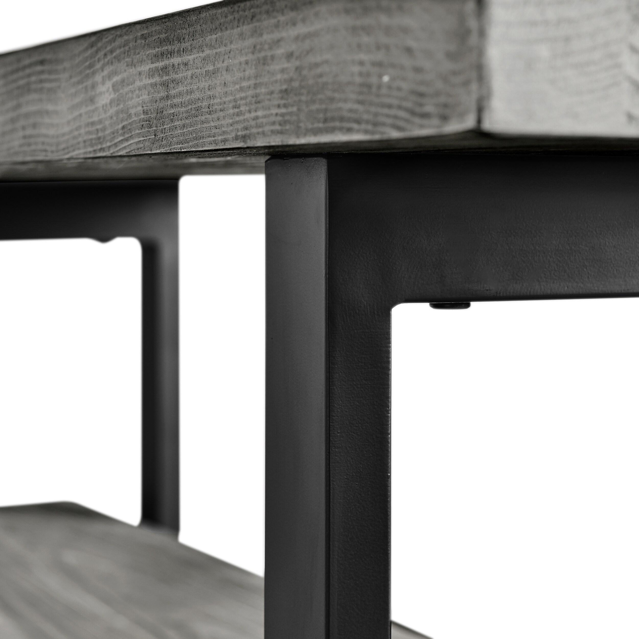 Pomona Metal and Reclaimed Wood Bench Slate Gray - Alaterre Furniture