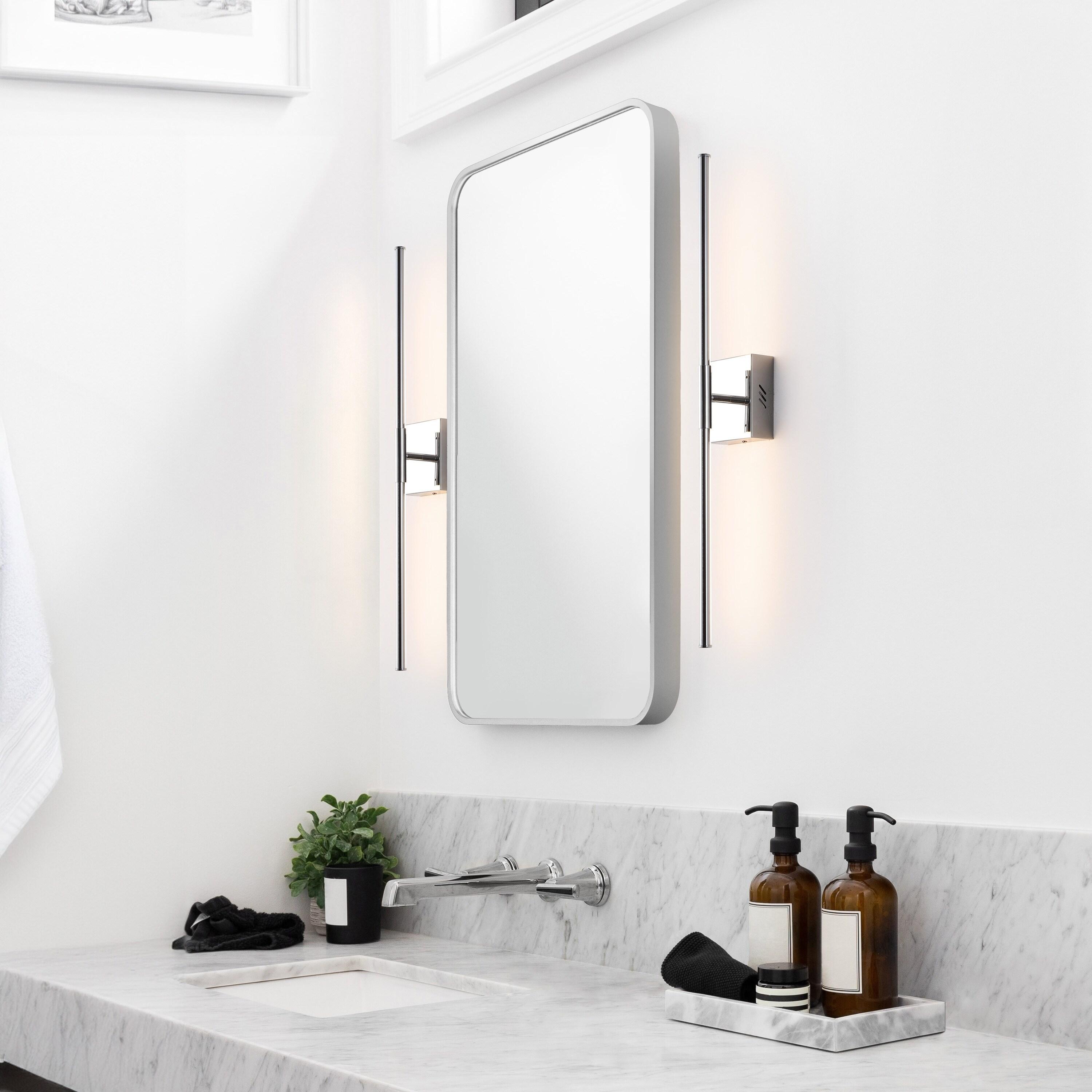 JONATHAN  Y Makena Metal Dimmable Integrated Minimalist 28-in W 1 -Light Polished Chrome Integrated LED Wall Sconce