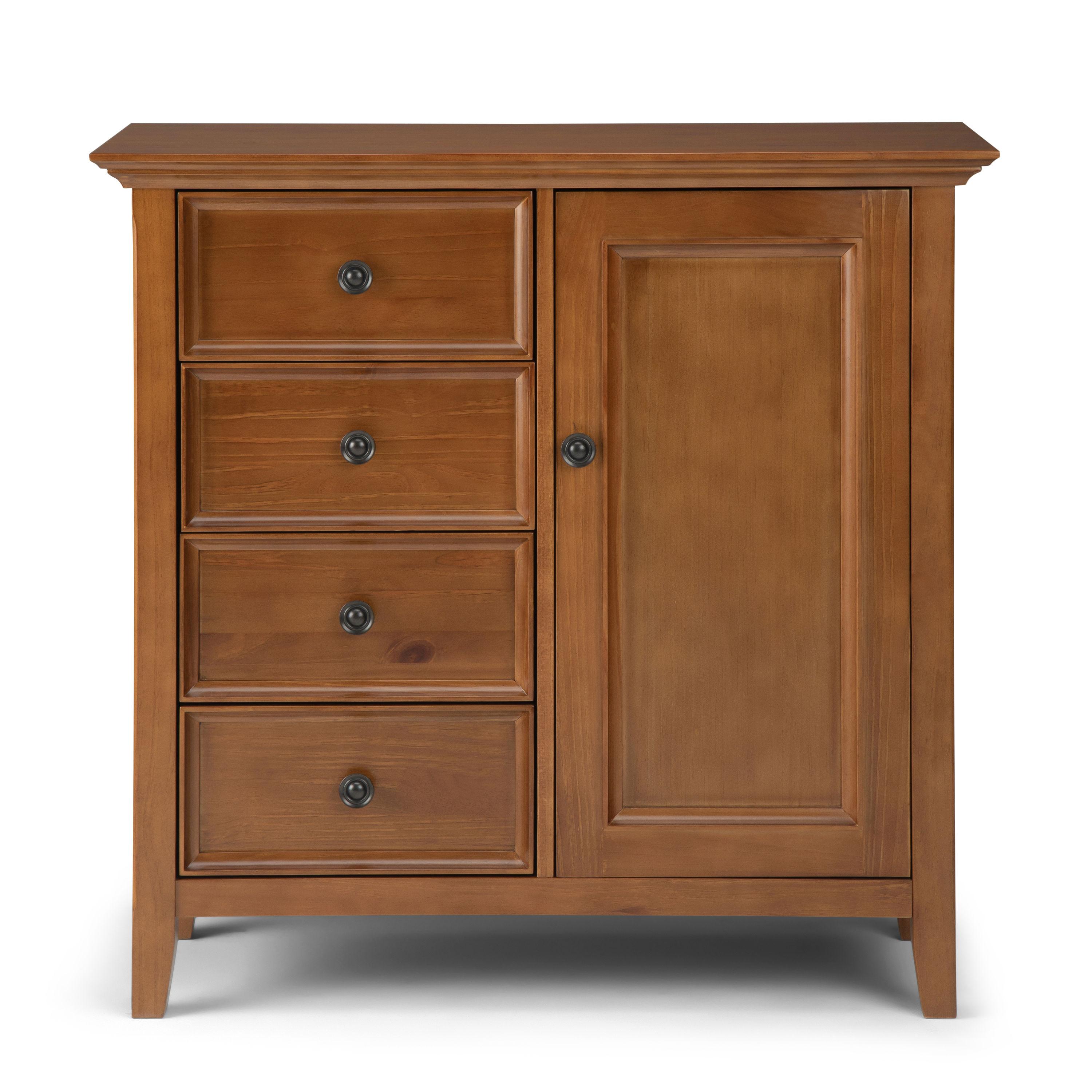 Simpli Home Amherst Solid Wood Storage Cabinet in Light Golden Brown