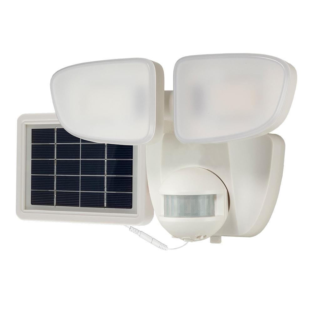 HALO Solar Outdoor LED Flood Light with 180 Degree Motion Sensor Flood & Security Twin Head Light 1000 Lumens White