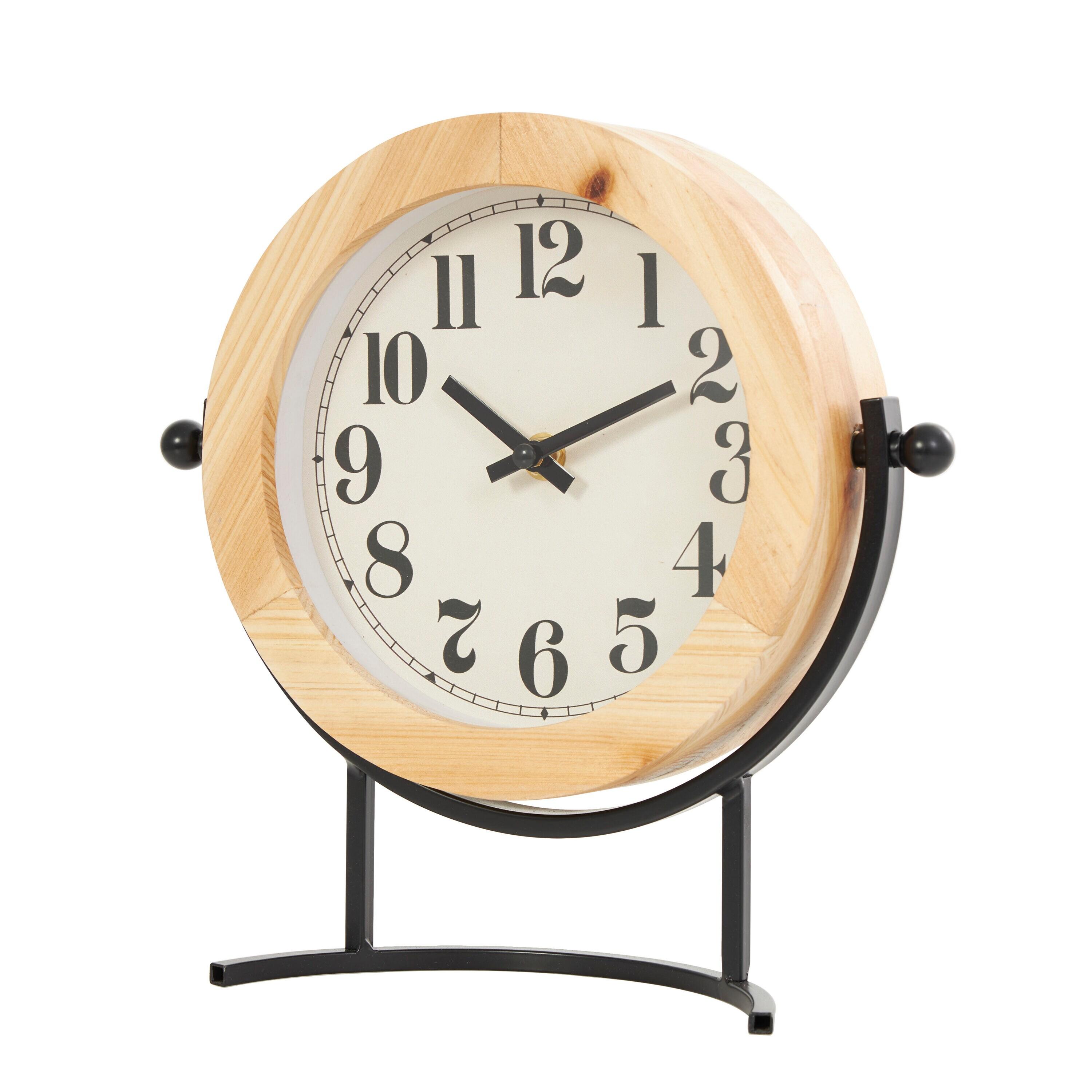Cole And Grey Wood Round Abstract Clock