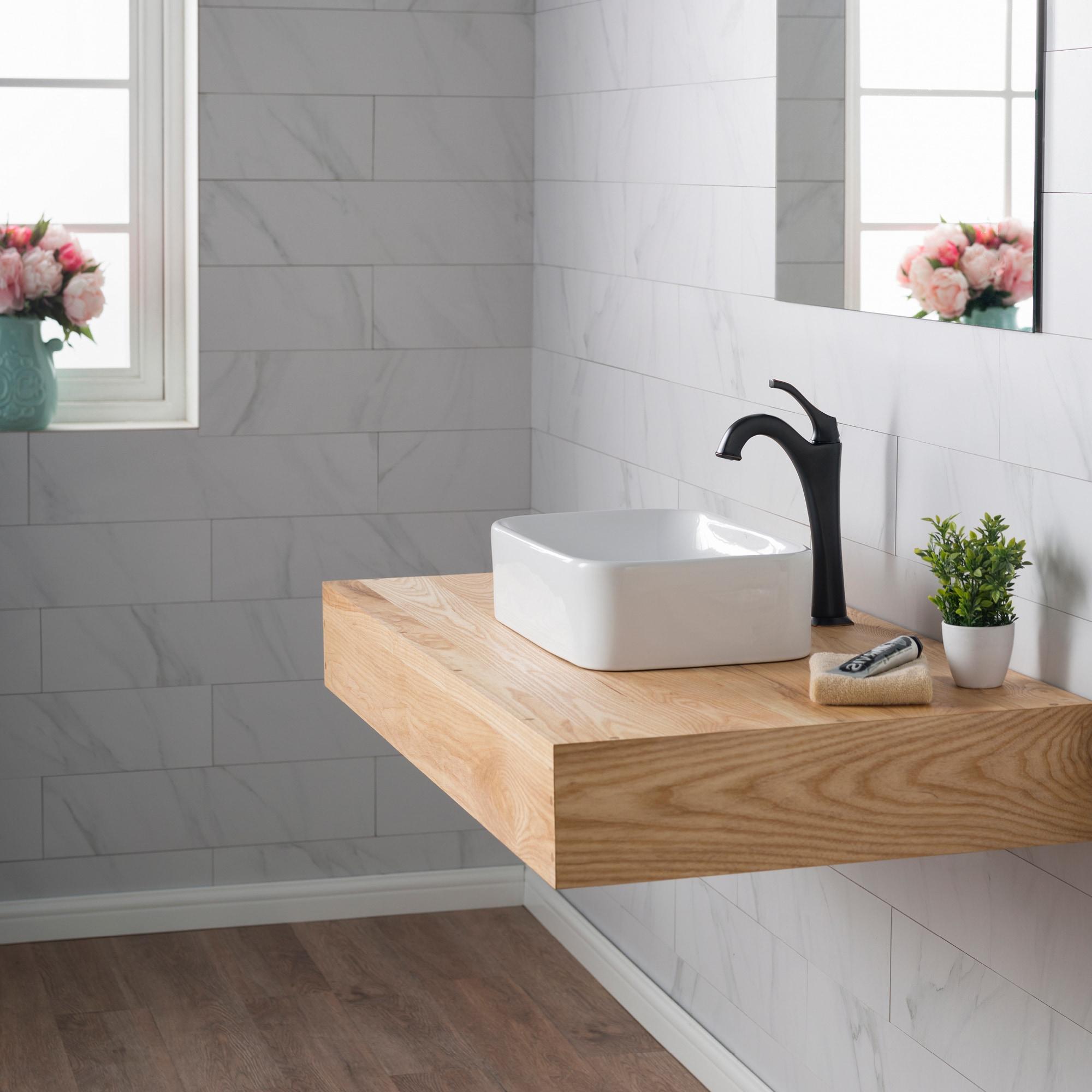 Elavo Ceramic Rectangular Vessel Bathroom Sink