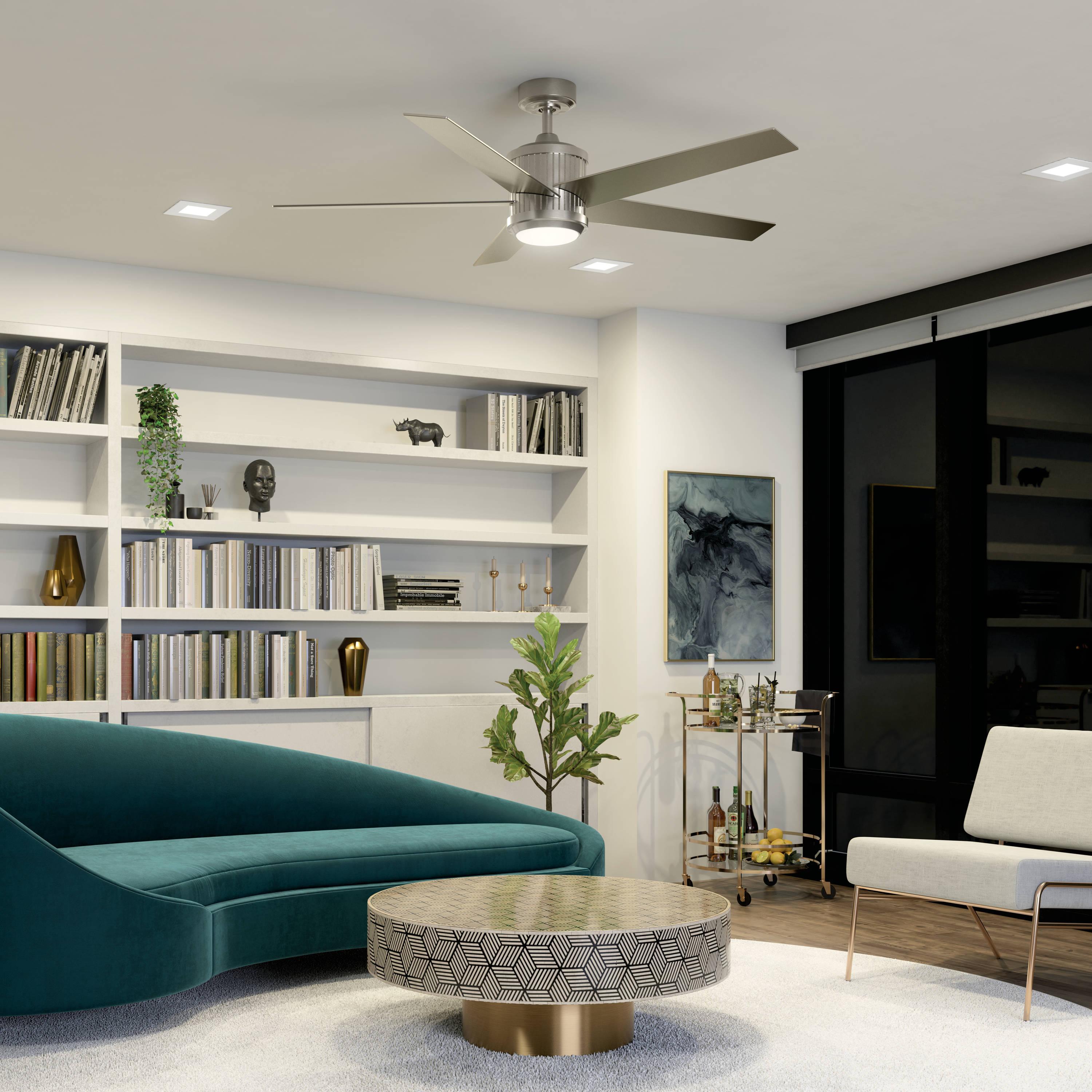 56 Inch Ceiling Fan With Light Kit-Brushed Stainless Steel Finish Kichler Lighting 300044Bss