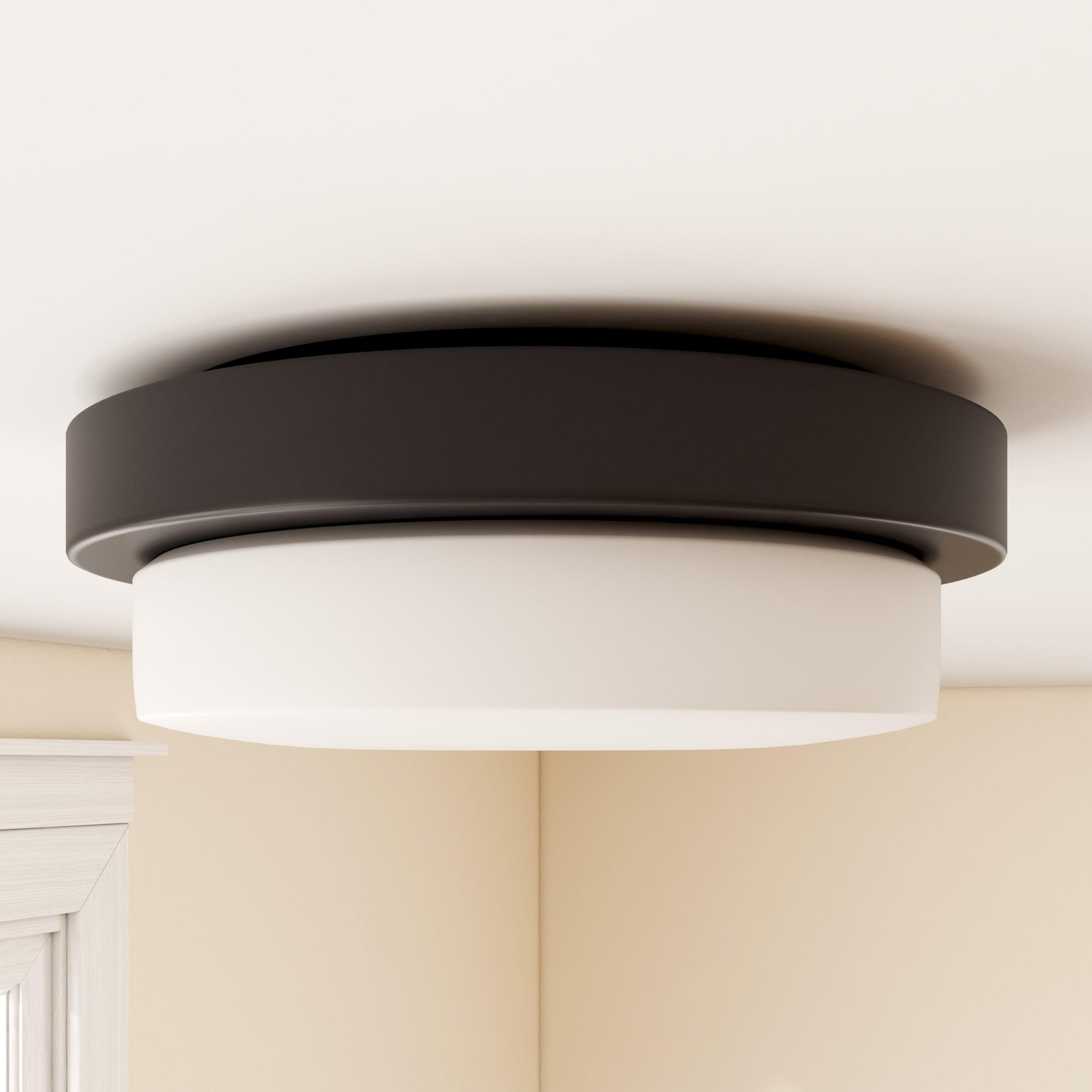 Golden Lighting Multi-Family 13" 2-Light Flush Mount in Matte Black with Opal Glass