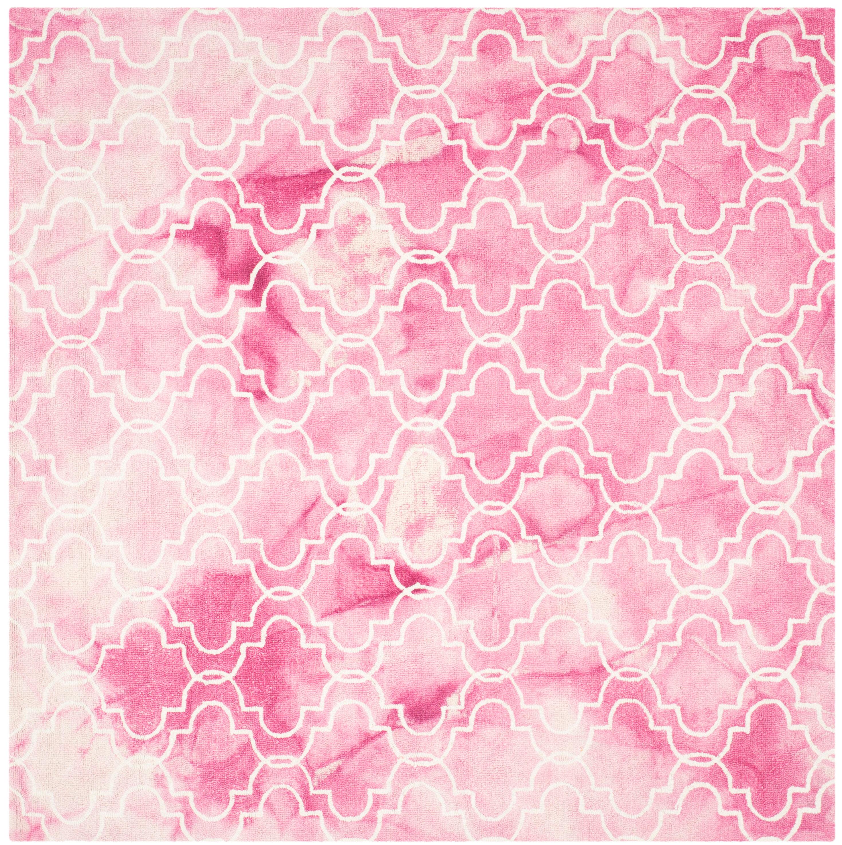Dip Dye DDY676 Hand Tufted Indoor Area Rug - Rose/Ivory - 7'x7' - Safavieh